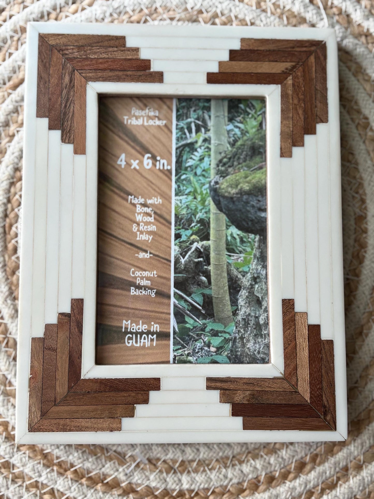 Polynesian Bone & Wood Inlay Picture Frame - 4x6 and 5x7 Unique Design