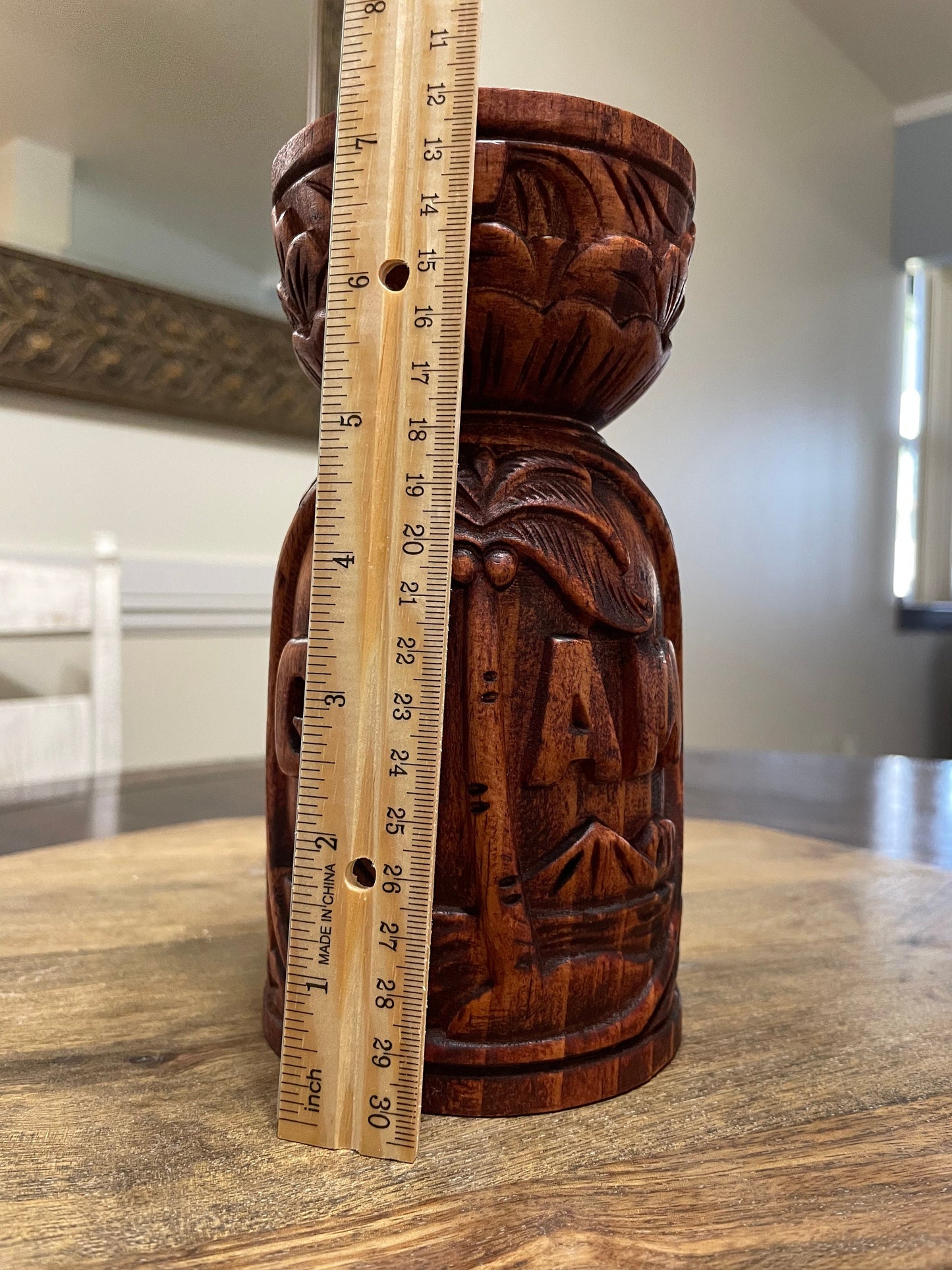 Chamorro Latte Stone Decor - Hand Carved Albesia Wood, Guam Souvenir