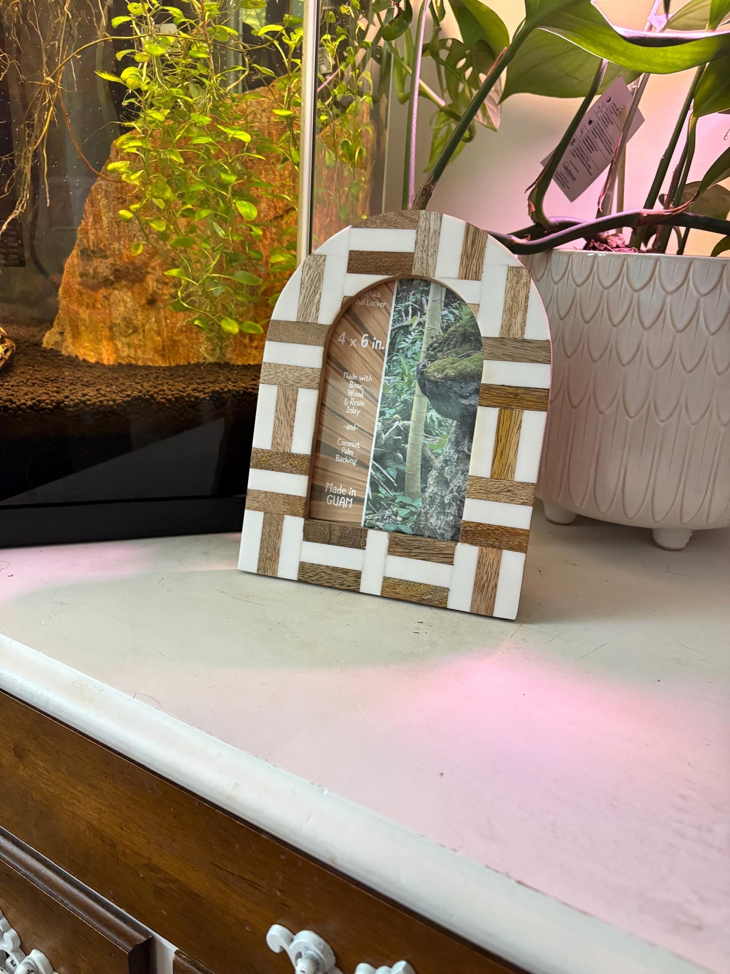 Polynesian Bone & Wood Inlay 4x6 Picture Frame