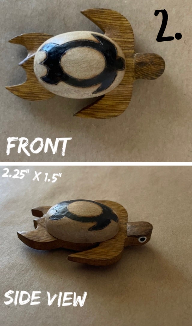 Handmade Wood Honu Magnet - Polynesian Sea Turtle Fridge Decor