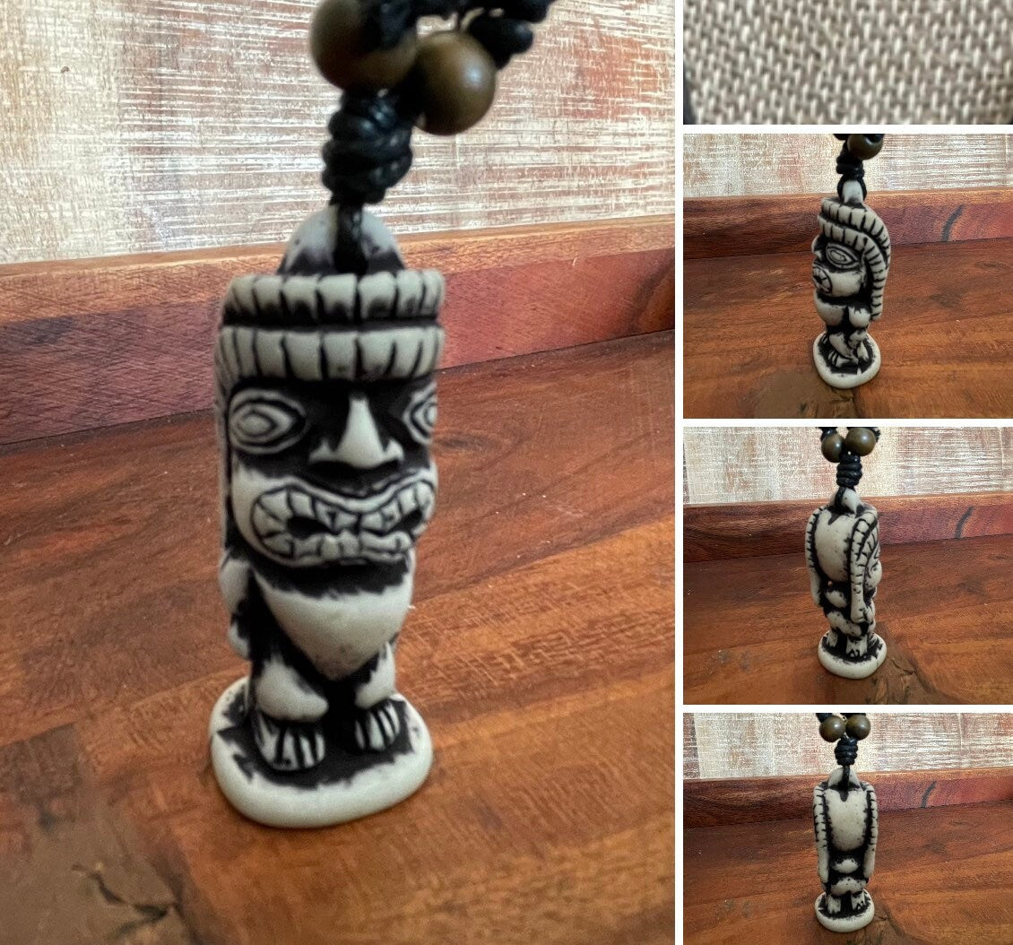 Tiki Totem Pendant Adjustable Polynesian Necklace- Hawaiian Surfer Style Jewelry