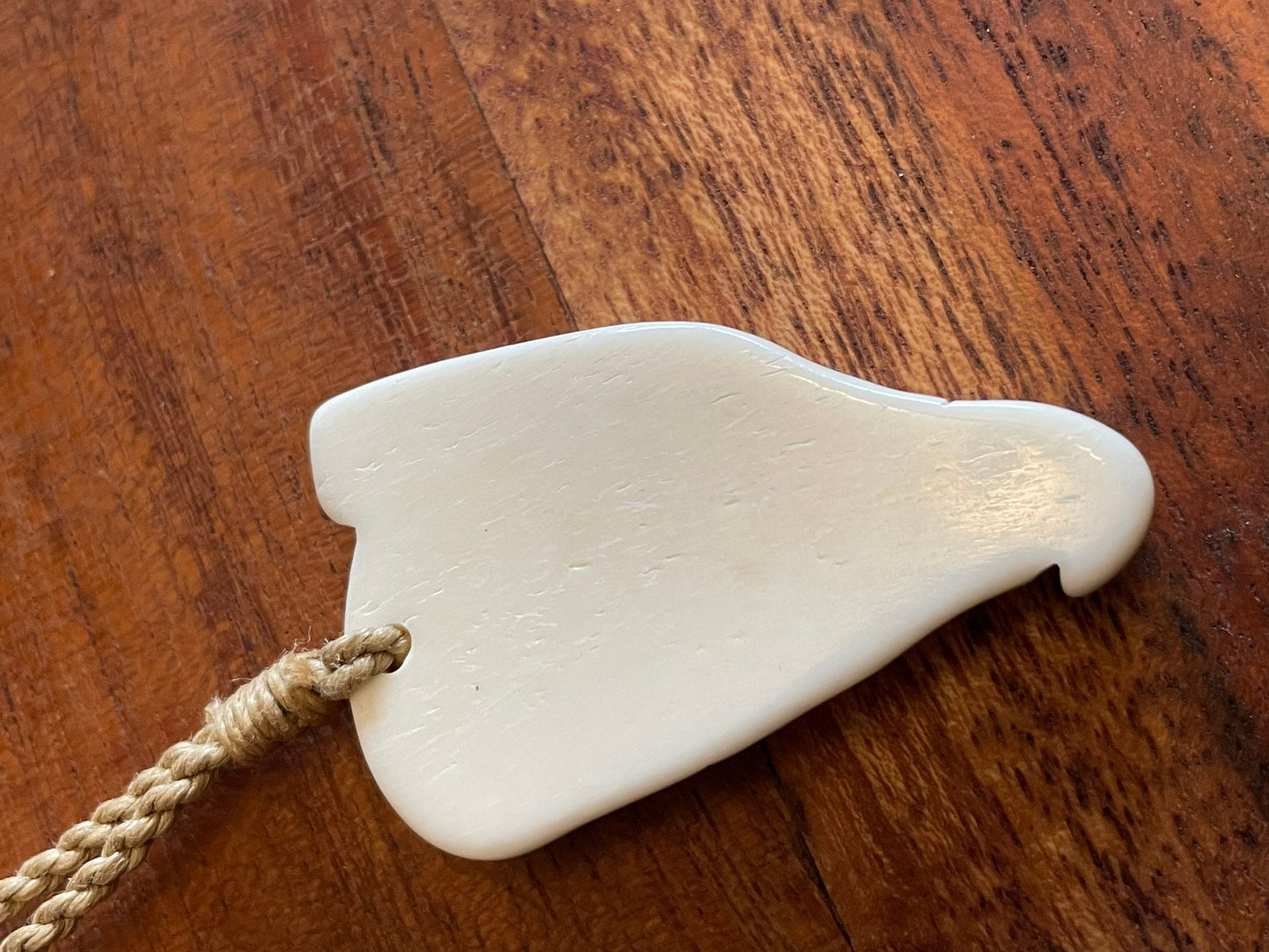 Native American Inspired Hawk or Eagle Head Hand Carved from Solid Bone - Adjustable Necklace