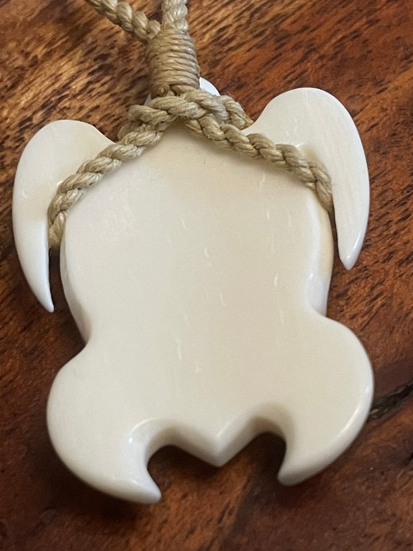 Hand Carved Buffalo Bone Honu Pendant - Adjustable Sea Turtle Necklace