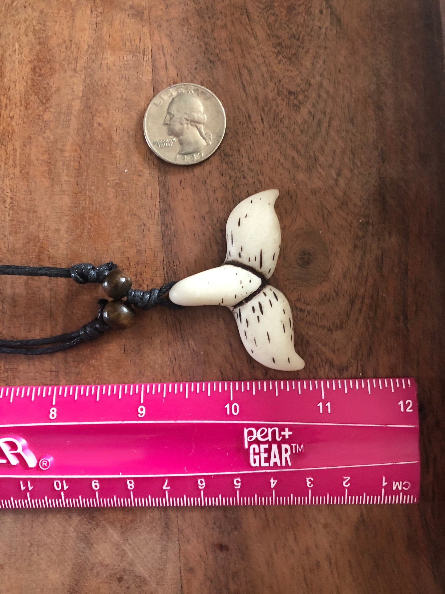 Simple Whale Tail Bone & Resin Adjustable Necklace