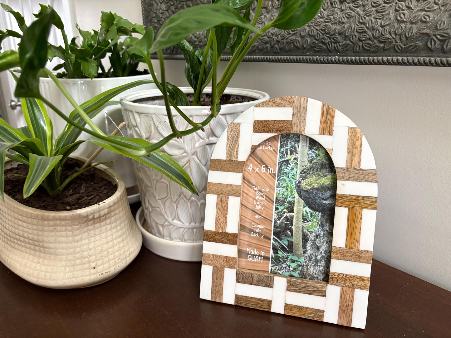 Polynesian Bone & Wood Inlay 4x6 Picture Frame