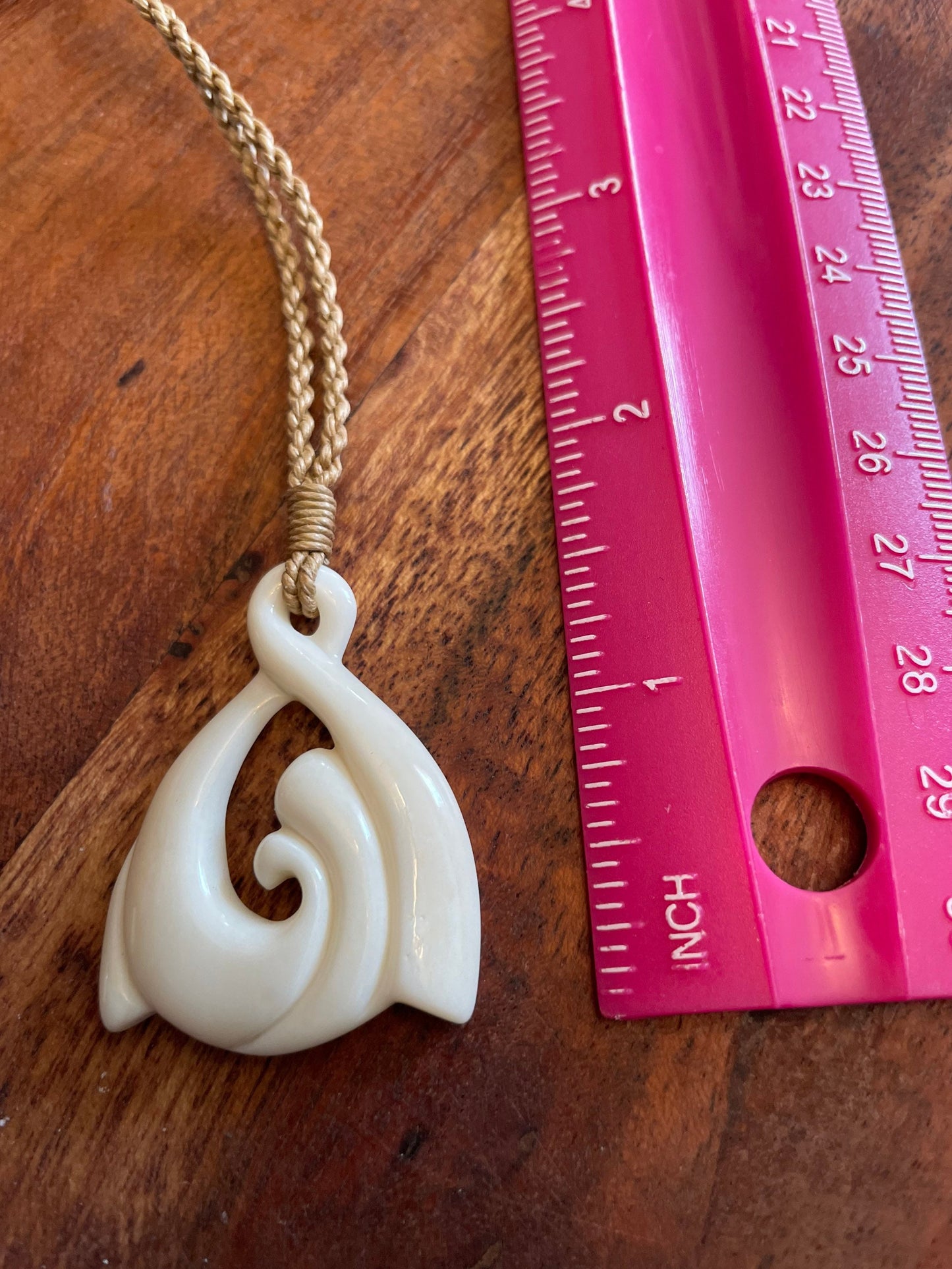 New Zealand Inspired Pikura and Koru Solid Bone Hand Carved Necklace