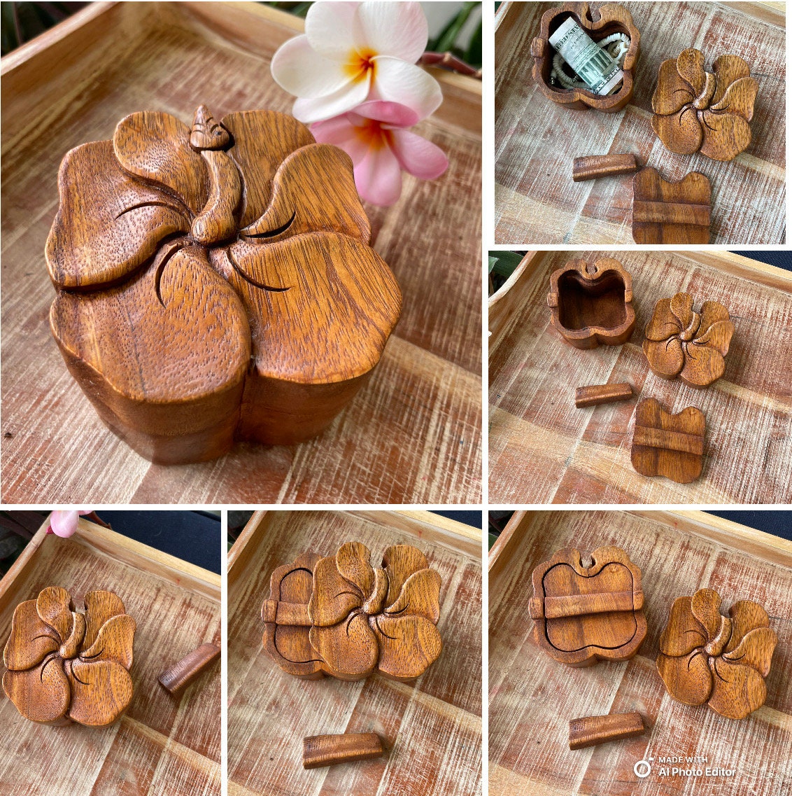Handmade Sea Hibiscus Wood Puzzle Box – Pasefika Gift
