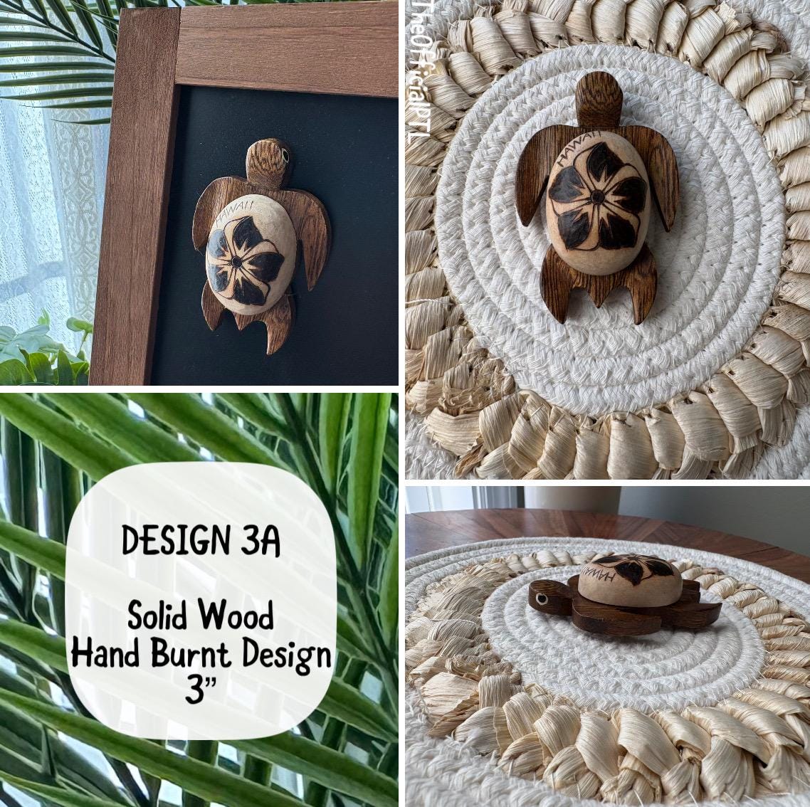 Large Handmade Wood Honu Magnets - Hawaiian, Polynesian, Micronesian Sea Turtle Fridge Decor