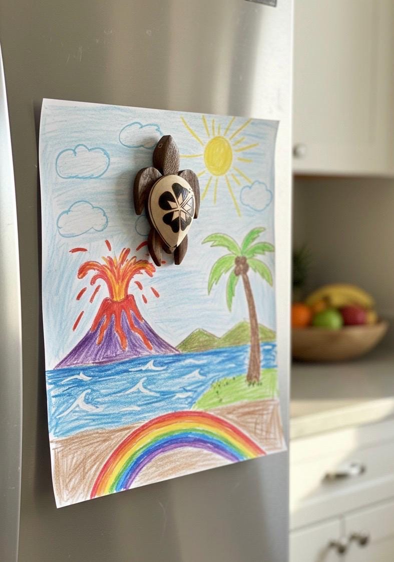 Large Handmade Wood Honu Magnets - Hawaiian, Polynesian, Micronesian Sea Turtle Fridge Decor