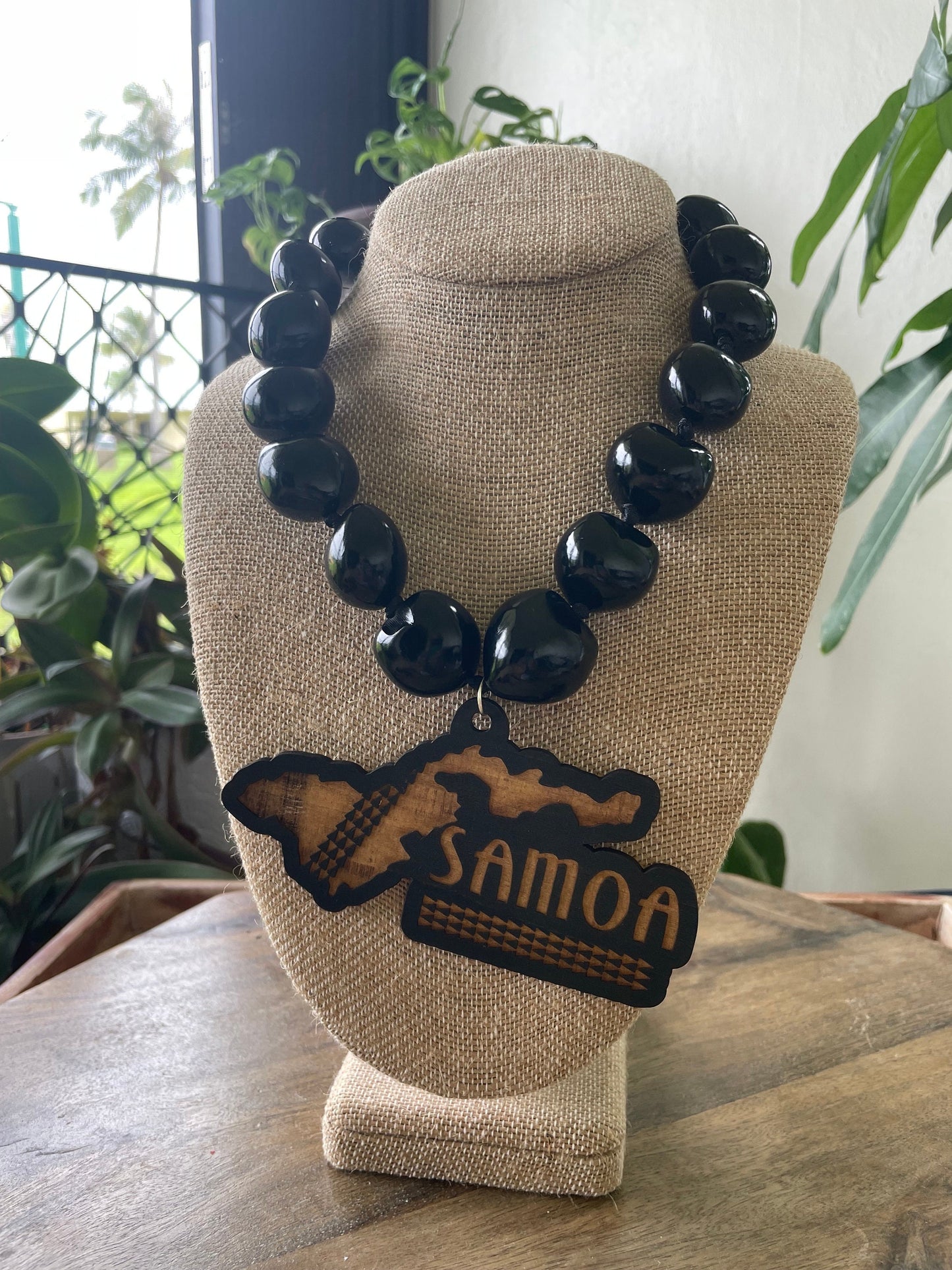 Samoan Pendant Kukui Nut Ribbon Leis -  Multiple Designs and Lei Lengths Available