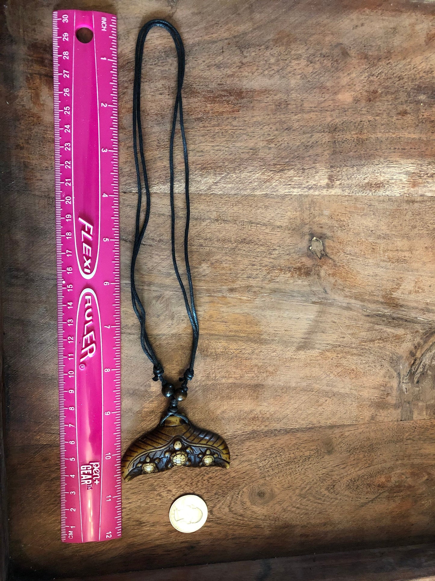 Bone Resin Whale Tail Necklace with Turtles, Adjustable Polynesian Surfer Style