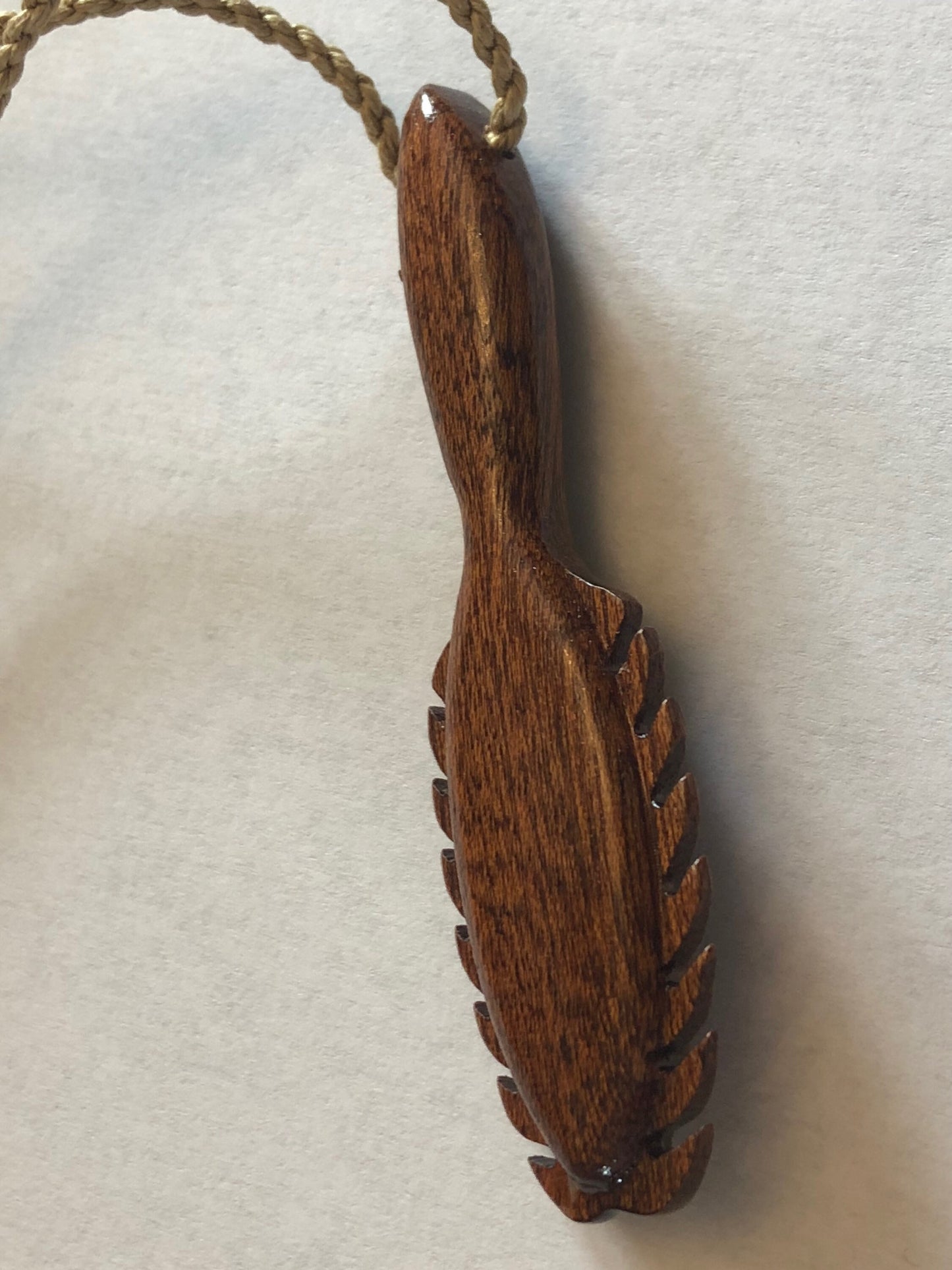 Artistically Hand-carved Solid Koa Wood Hawaiian War Club Adjustable Necklace