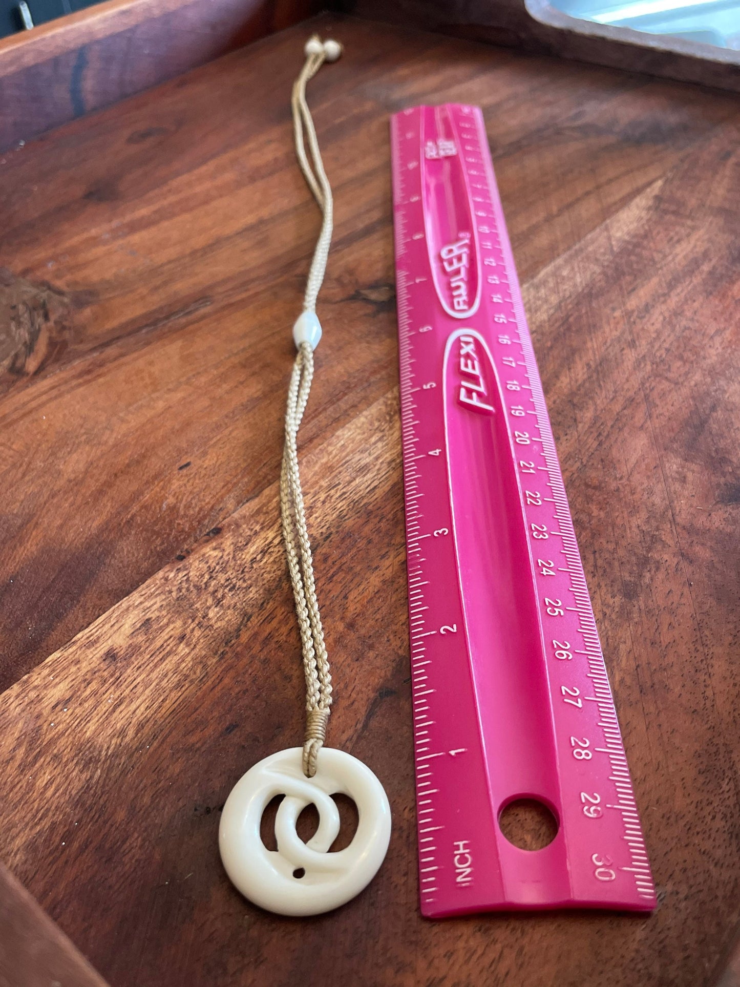 Small Hand Carved Solid Bone Link- Adjustable Necklace - Beat Friends