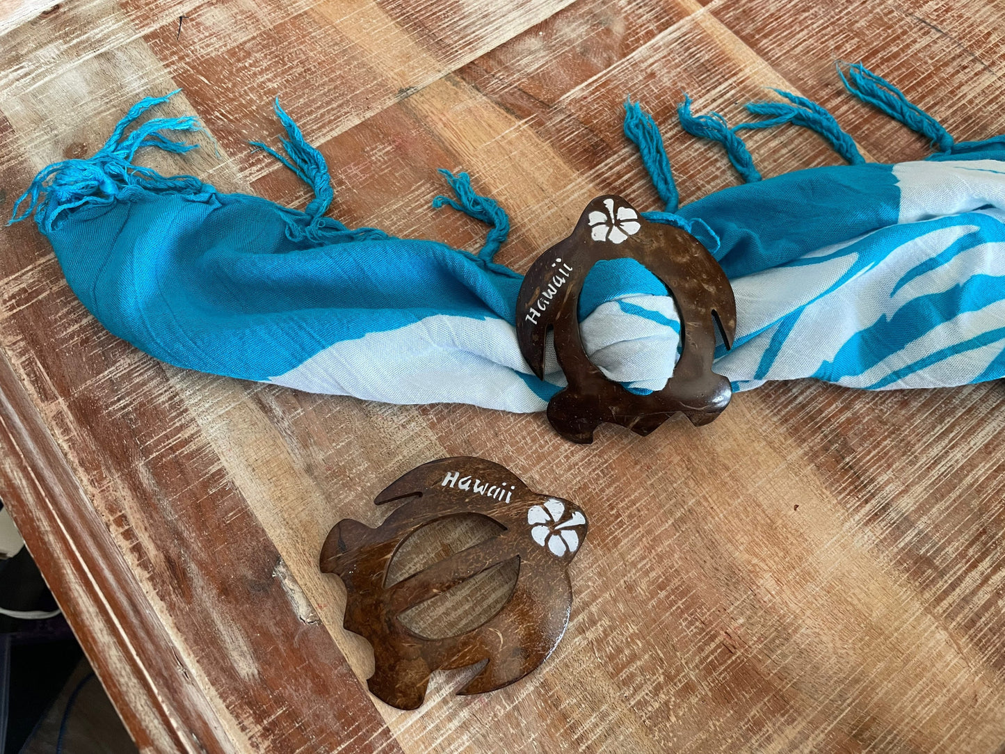 Set of 2 Authentic Turtle Coconut Hawaiian Buckle for Lava Lava or Sarong Cover-Up