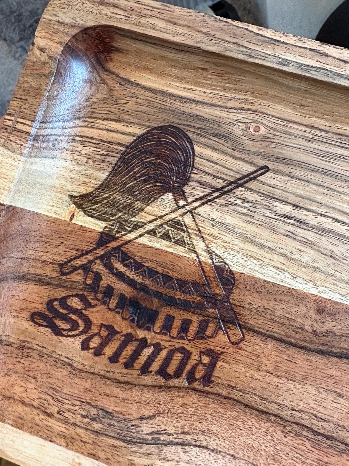 Samoan Seal Teak Tray: Samoan Engraved Wood Dish