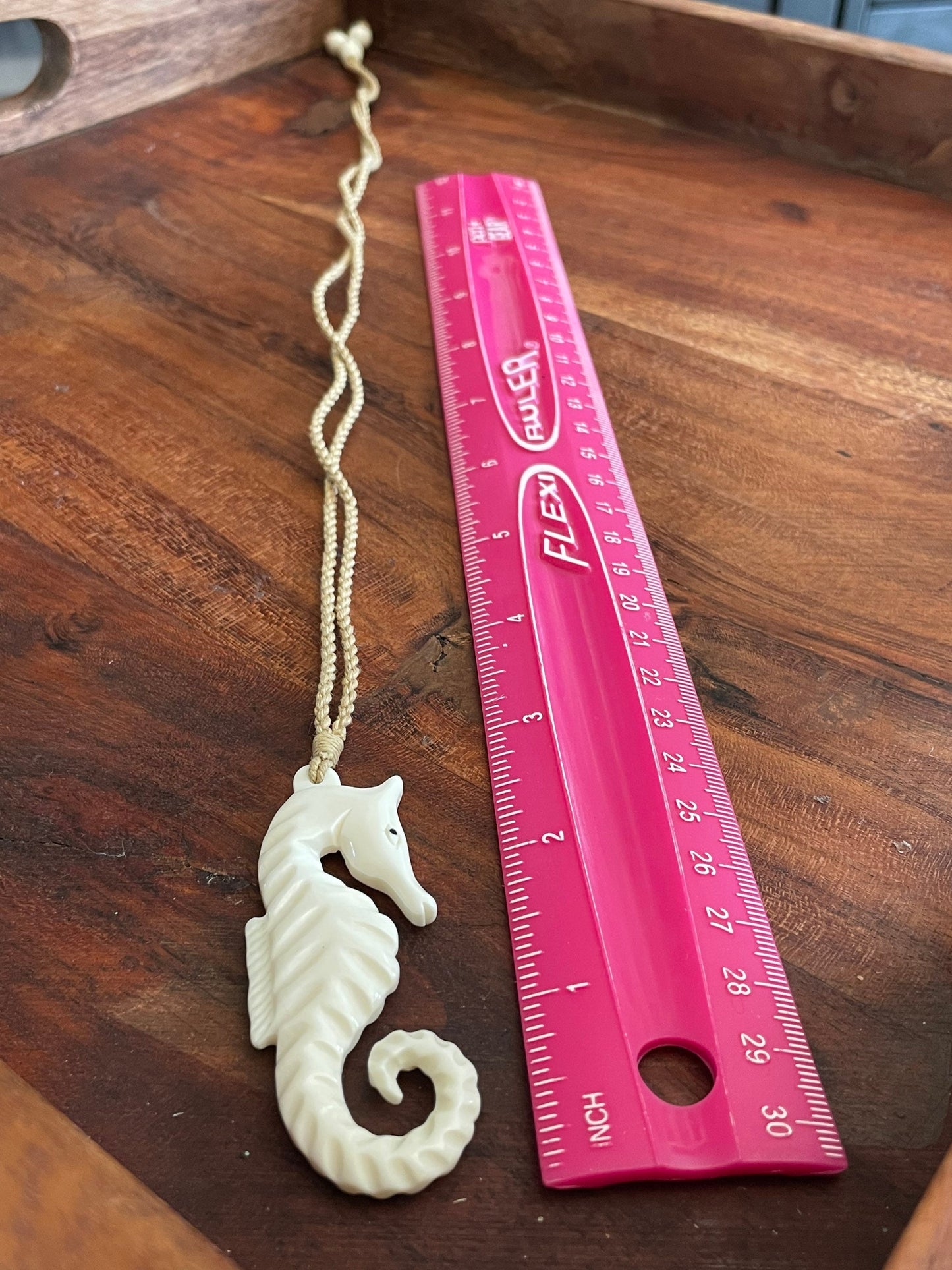 Hand Carved Buffalo Bone Seahorse Necklace – Polynesian Style