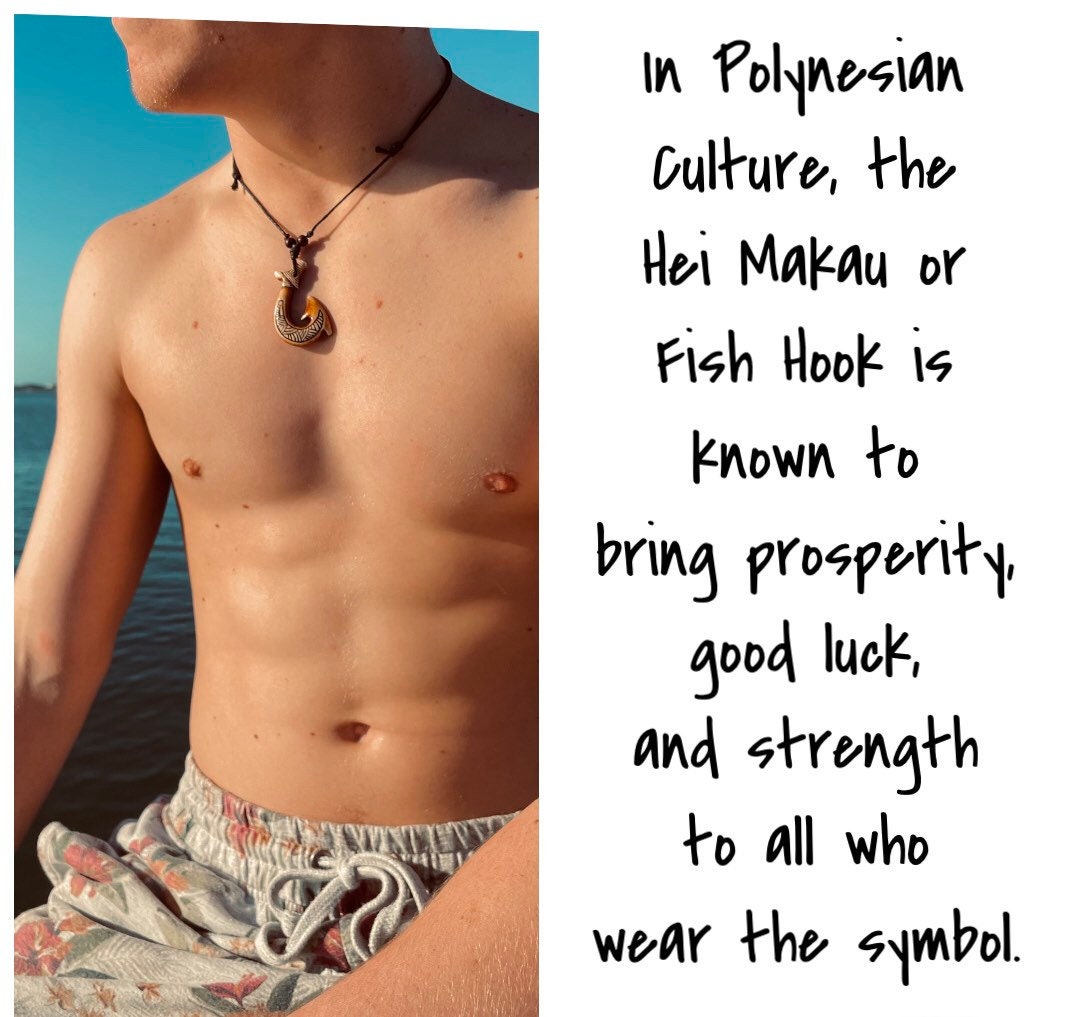 Authentically Handcrafted Polynesian Makau or a fish Hook Adjustable Bone Necklace