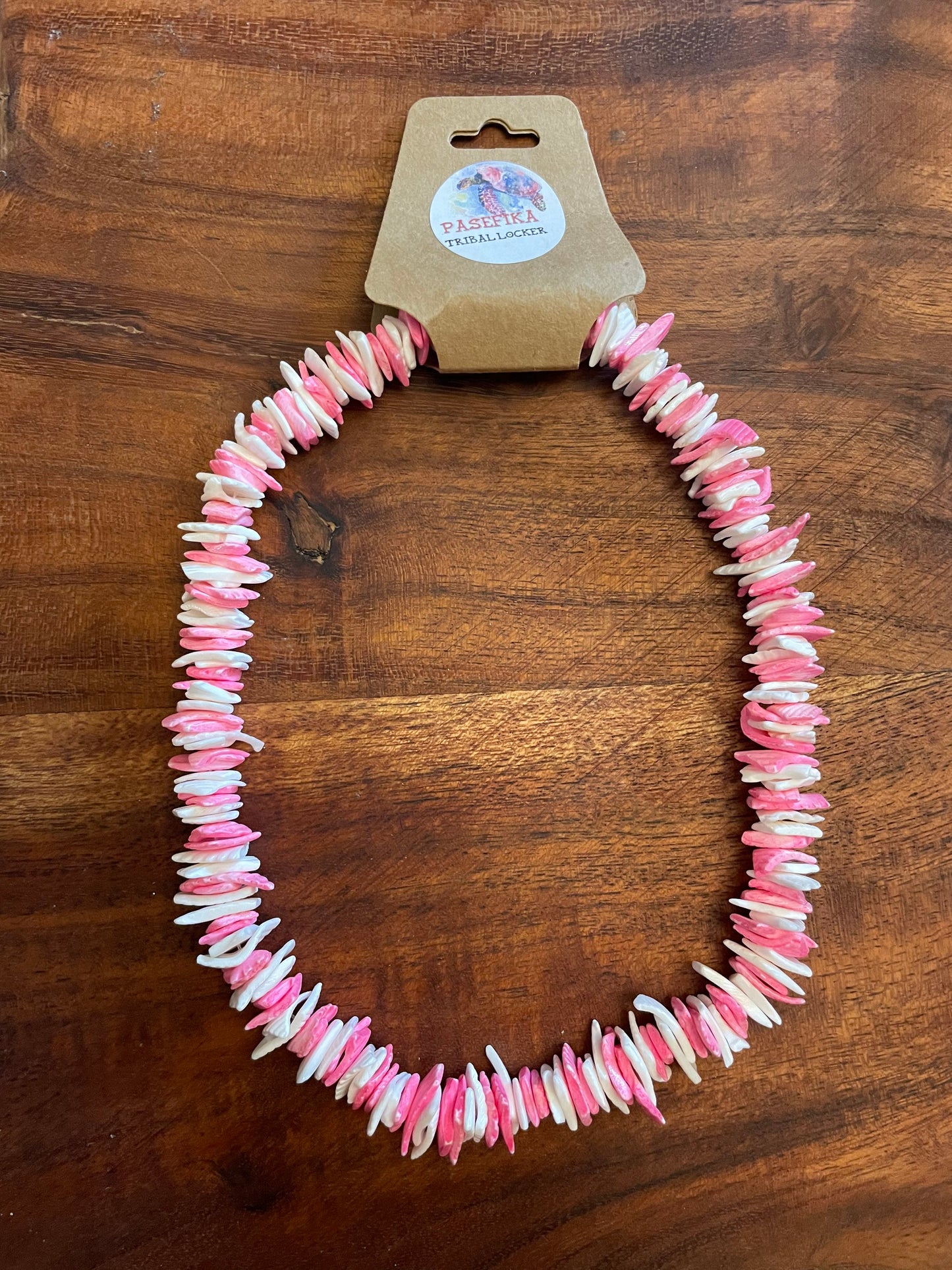 Chic Feminine Pink and White Classic Puka Shell Necklace