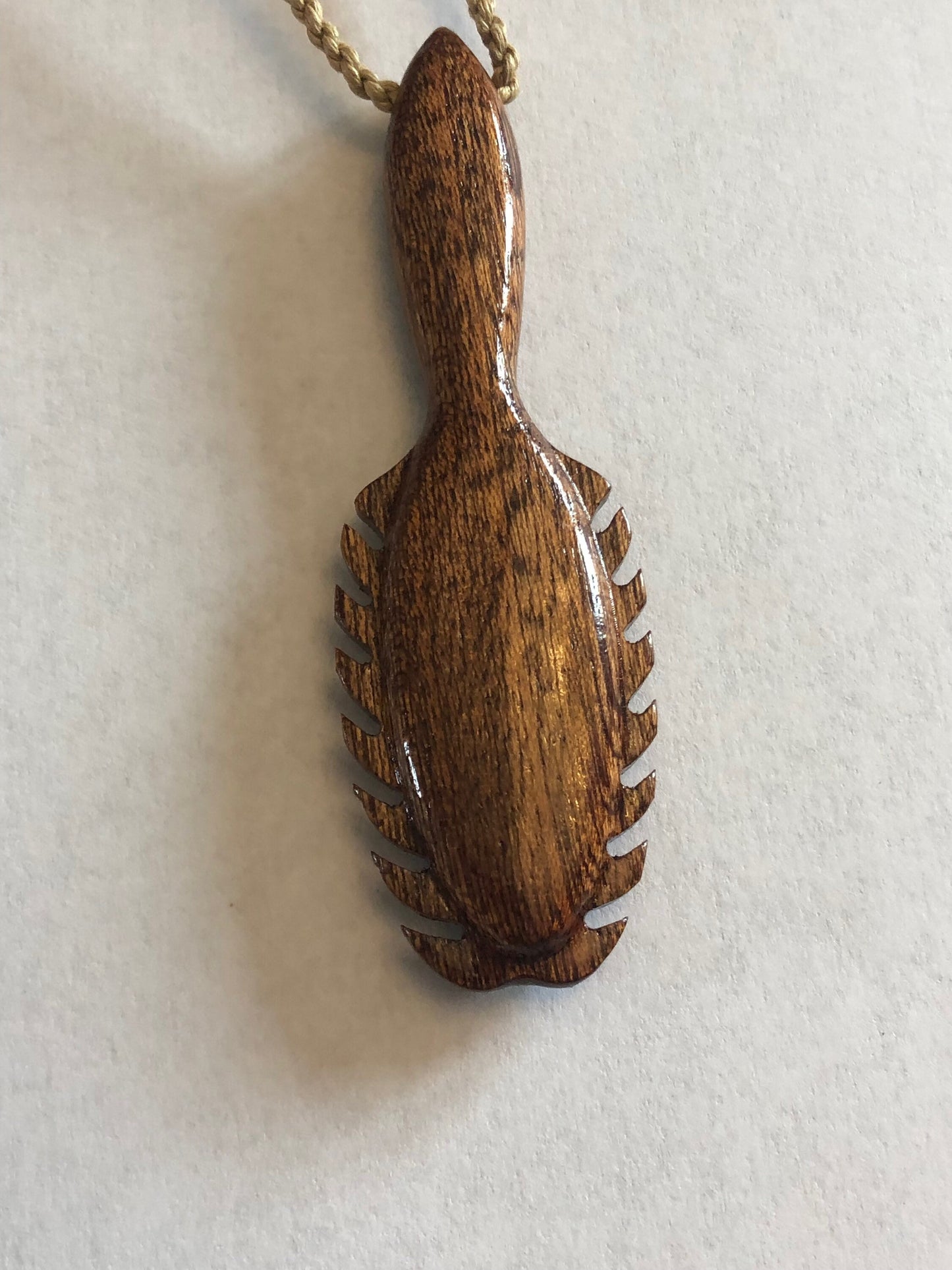 Artistically Hand-carved Solid Koa Wood Hawaiian War Club Adjustable Necklace