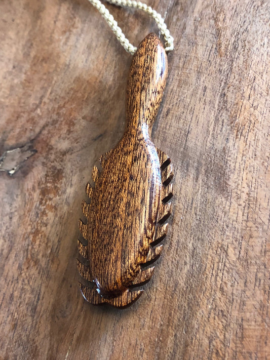 Artistically Hand-carved Solid Koa Wood Hawaiian War Club Adjustable Necklace