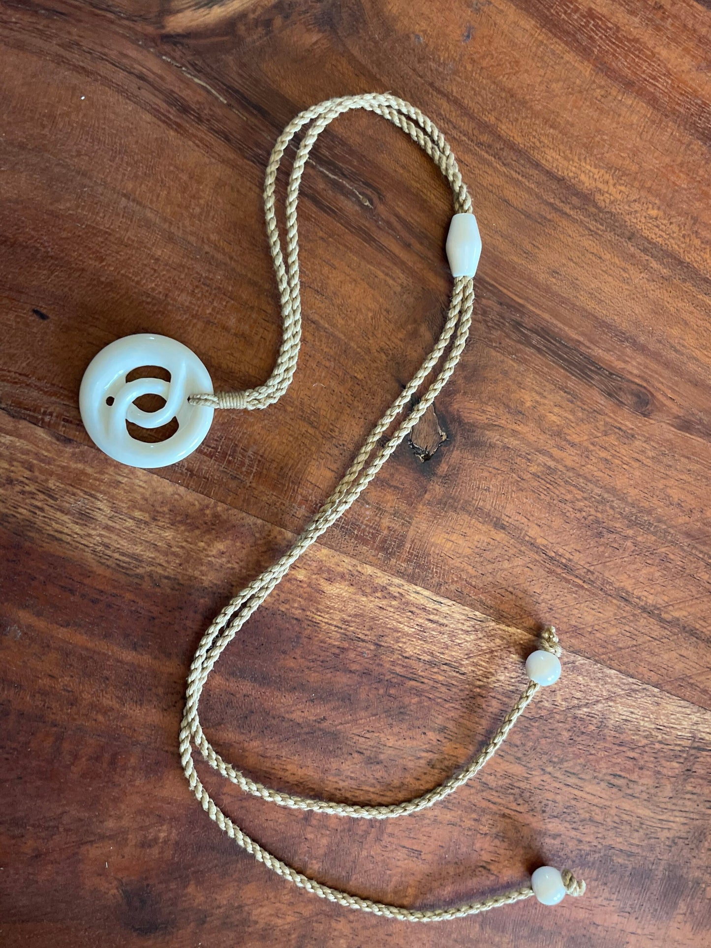 Small Hand Carved Solid Bone Link- Adjustable Necklace - Beat Friends