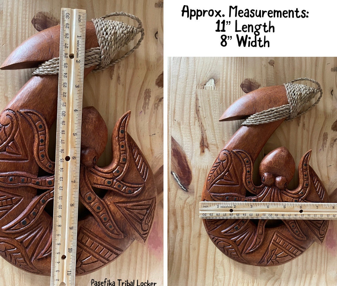Hand-Carved Wood Makau – Polynesian Octopus Tribal Decor