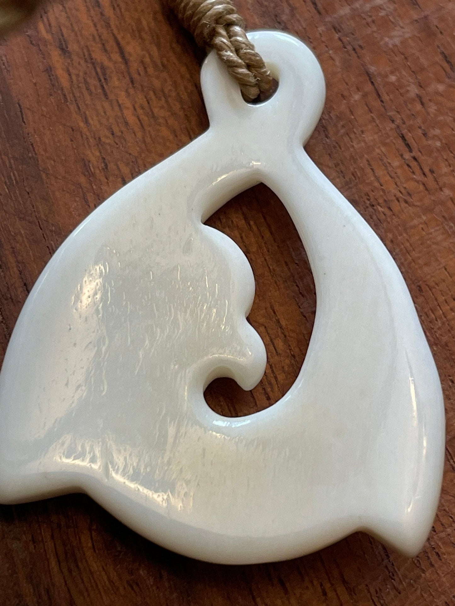 New Zealand Inspired Pikura and Koru Solid Bone Hand Carved Necklace
