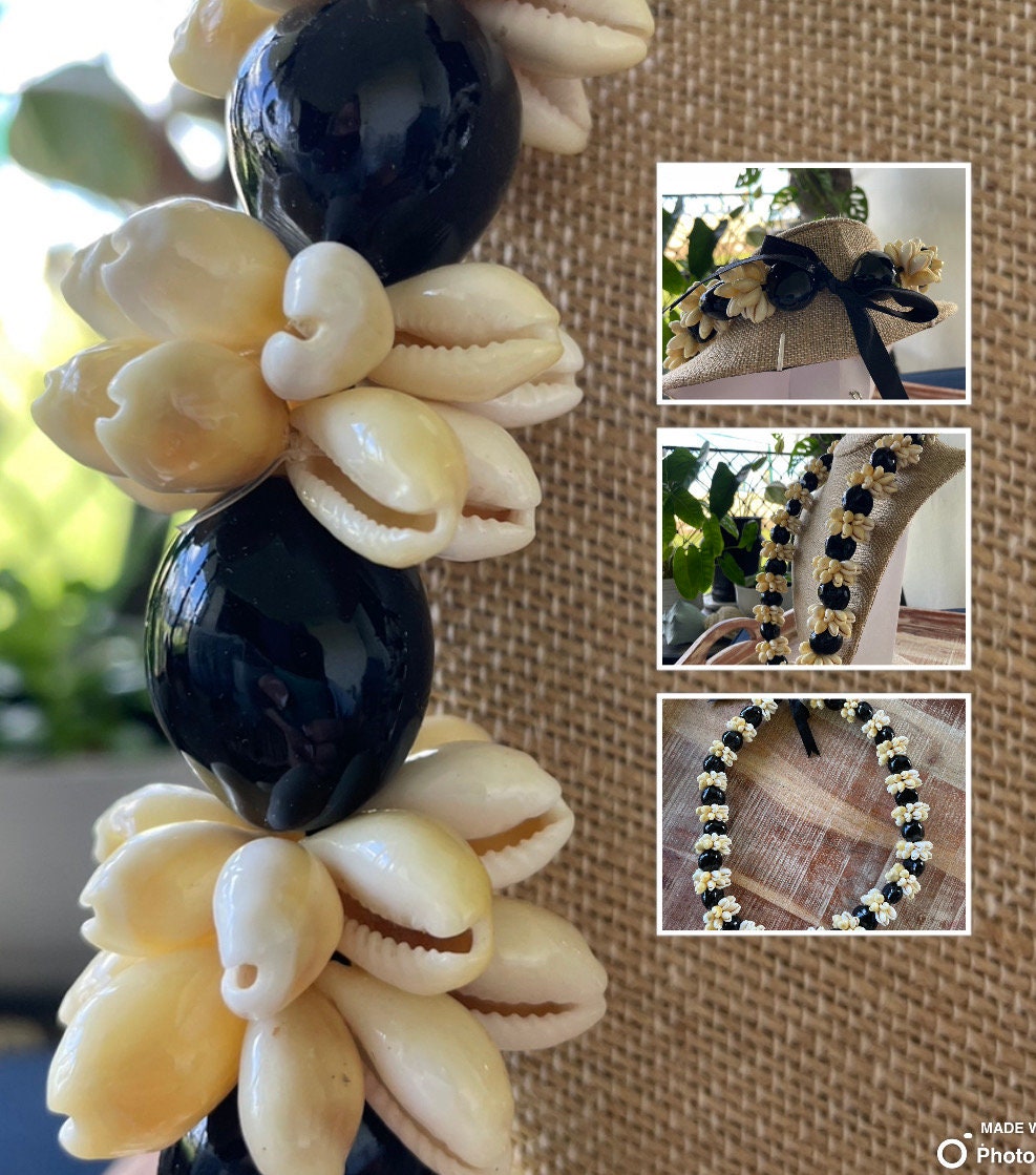 Kukui Nut & Cowrie Shell Lei - 32" Polynesian Necklace