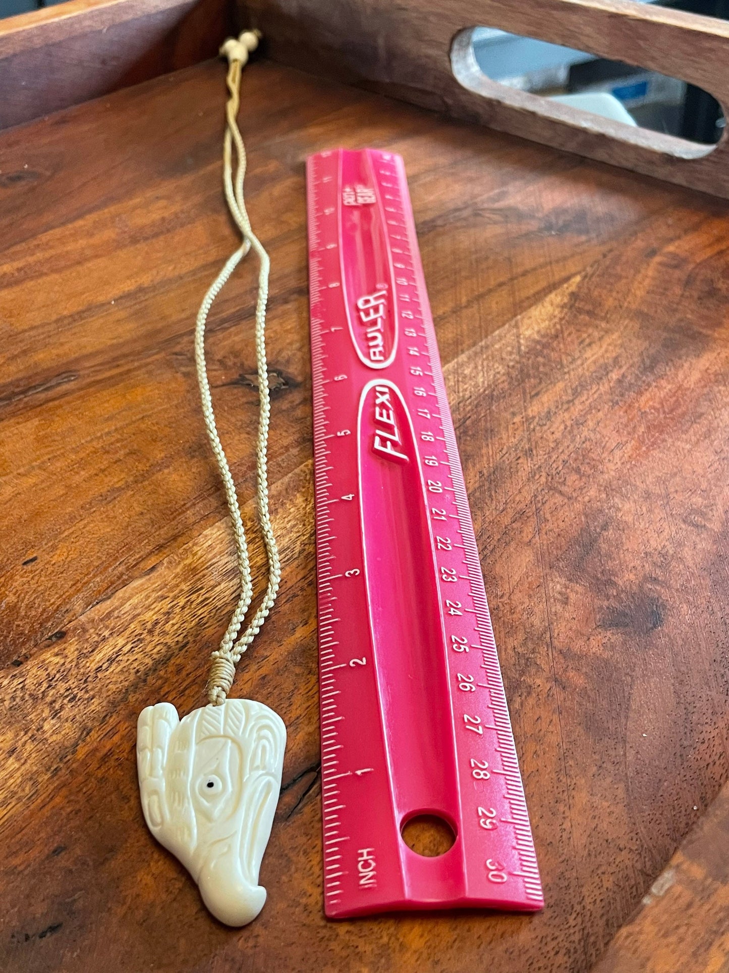 Native American Inspired Hawk or Eagle Head Hand Carved from Solid Bone - Adjustable Necklace