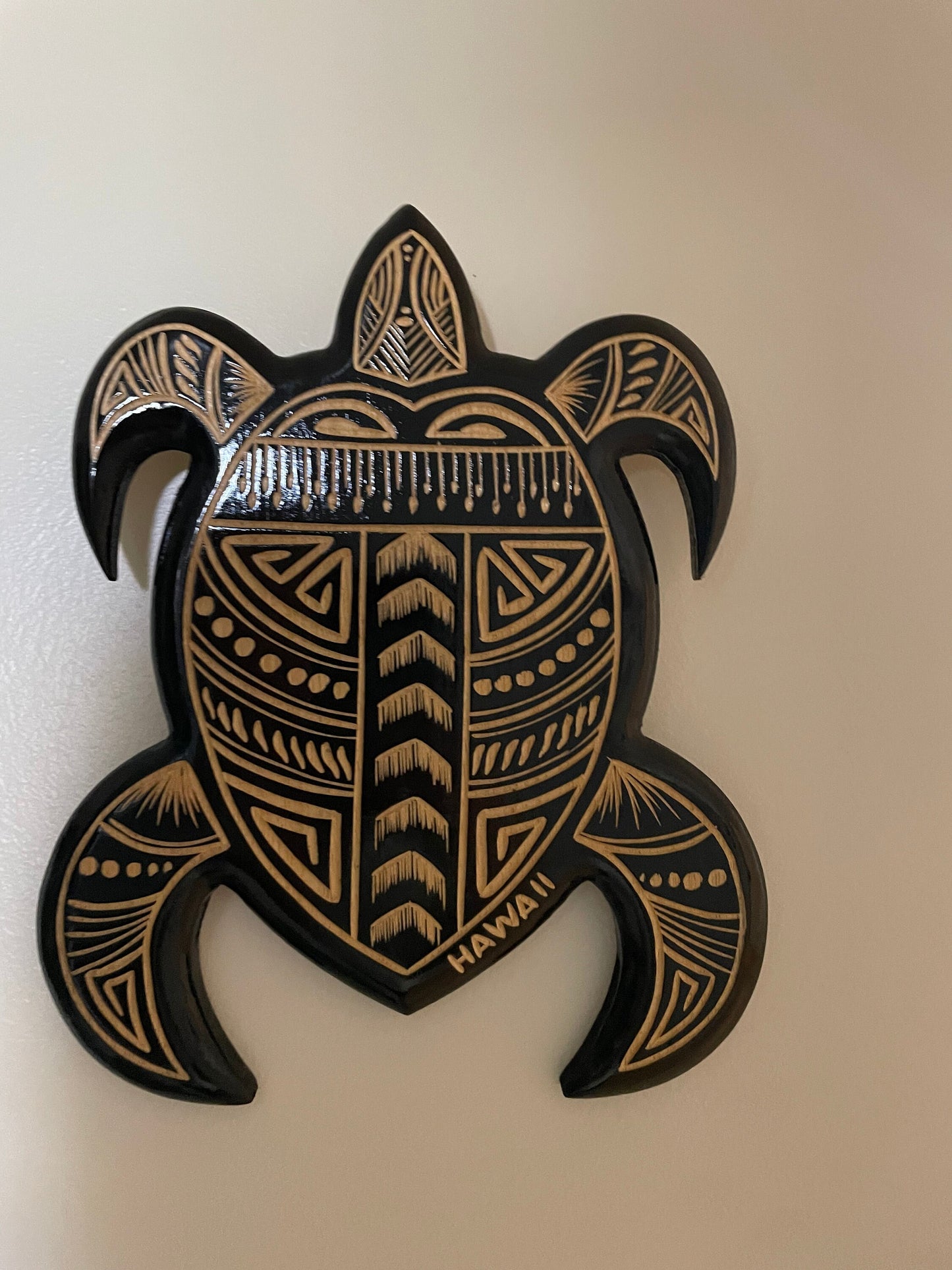 Hand Carved Wood Sea Turtle Wall Art – Polynesian Honu Decor