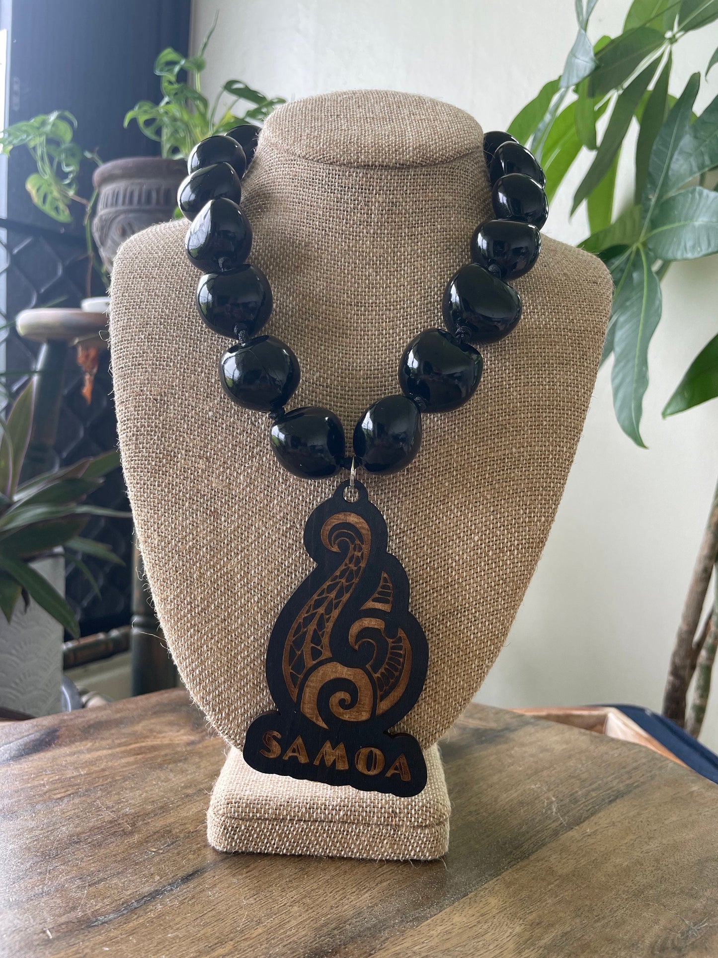 Samoan Pendant Kukui Nut Ribbon Leis -  Multiple Designs and Lei Lengths Available