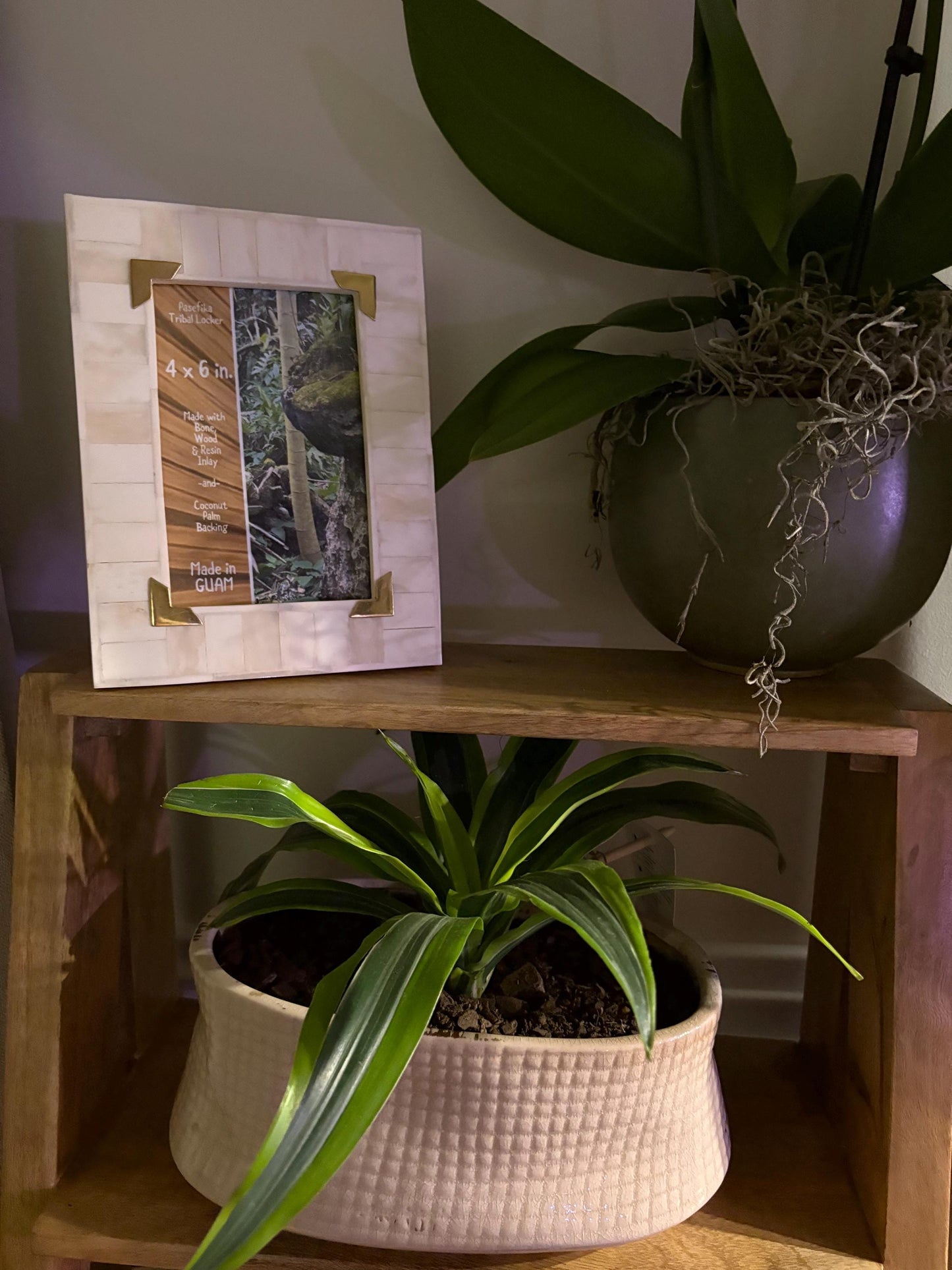 Polynesian Bone and Wood Inlay Picture Frame: 4x6 Pasefika Tribal Decor