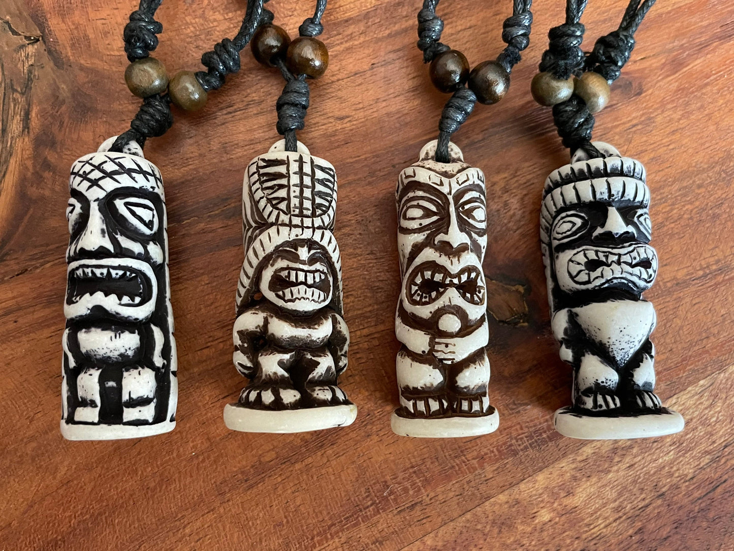 Tiki Totem Pendant Adjustable Polynesian Necklace- Hawaiian Surfer Style Jewelry