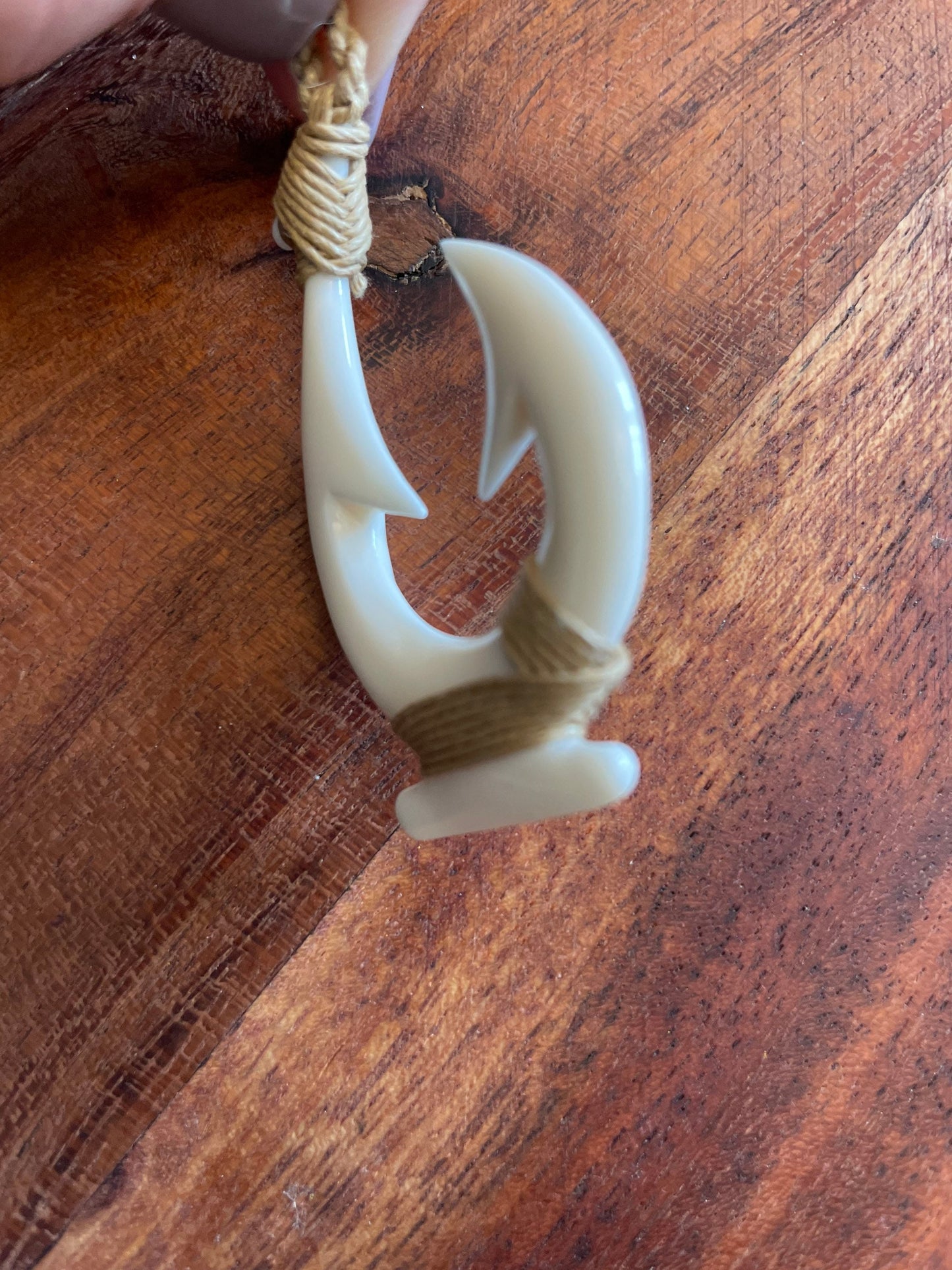 Masculine Surfer Cord Wrapped Makau or Fish Hook Adjustable Warrior Necklace