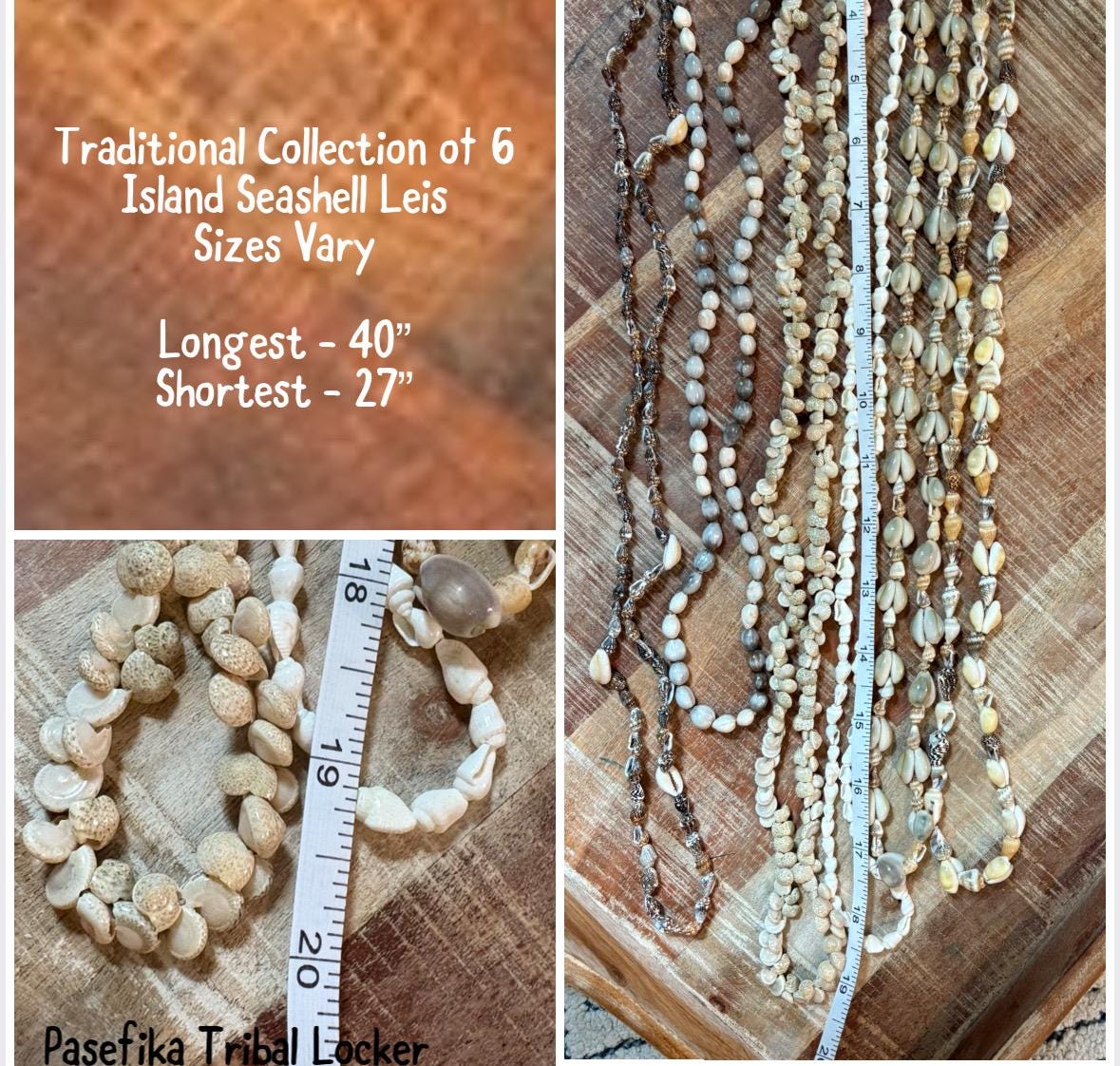 Seashell Lei Set: Authentic Hawaiian Celebration Leis, 40"-27"