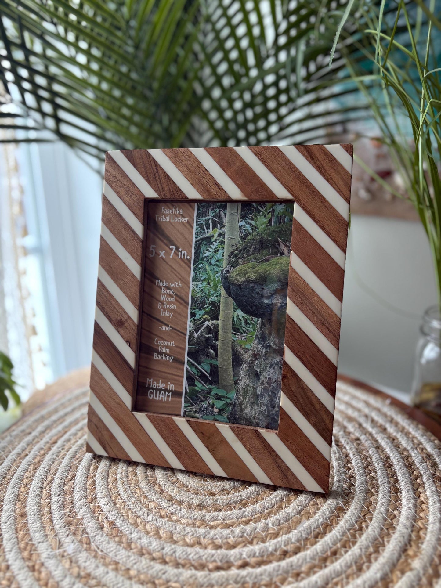 Polynesian Bone & Wood Inlay Picture Frame - 4x6 and 5x7 Unique Design