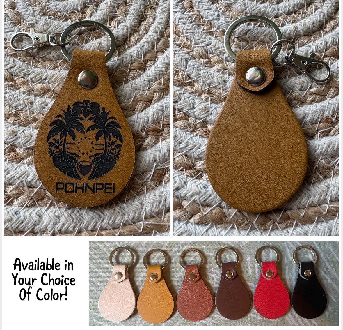 Engraved Leather Micronesia Islands Keychain – CNMI, Saipan, Guam