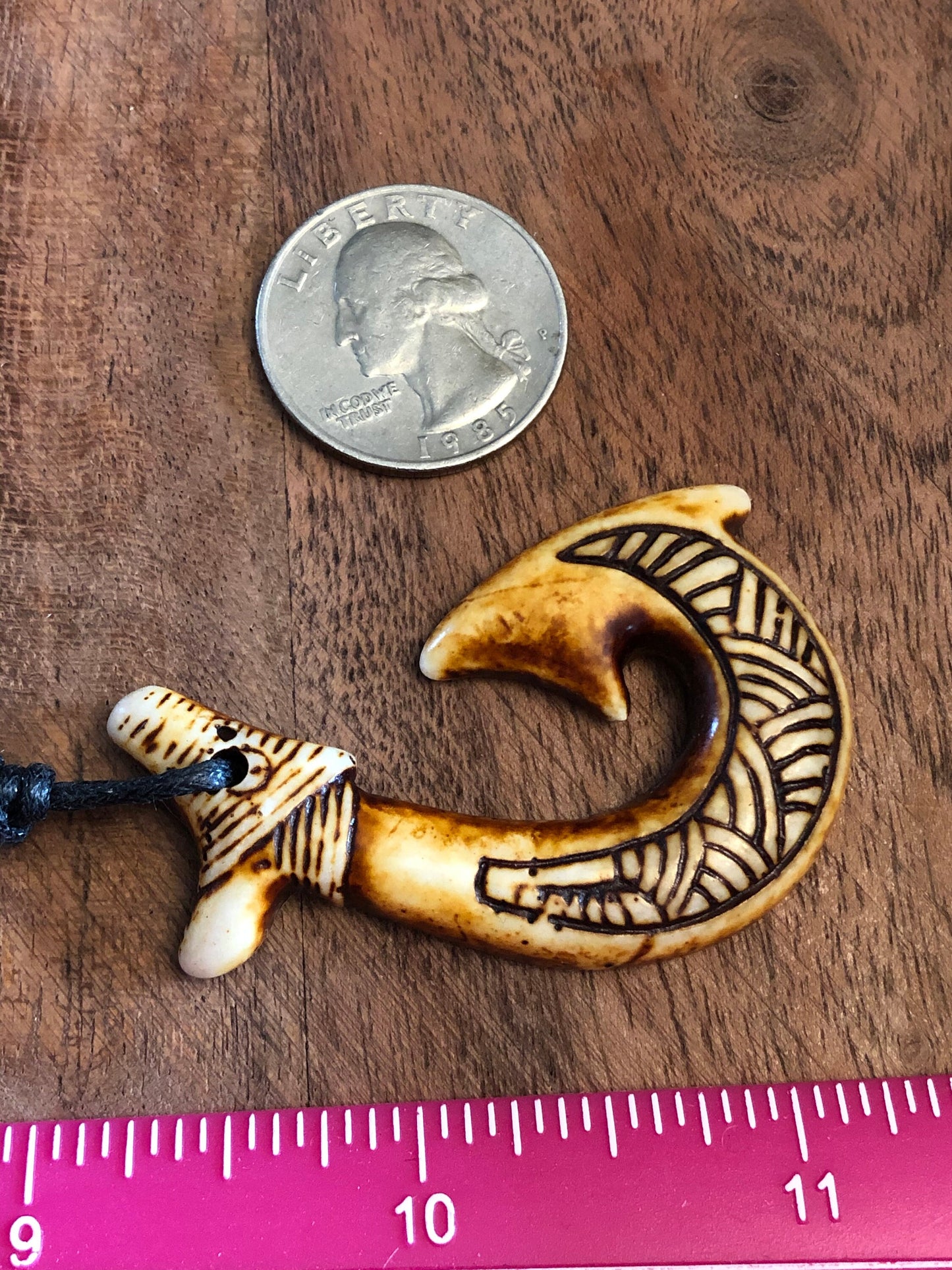 Authentically Handcrafted Polynesian Makau or a fish Hook Adjustable Bone Necklace