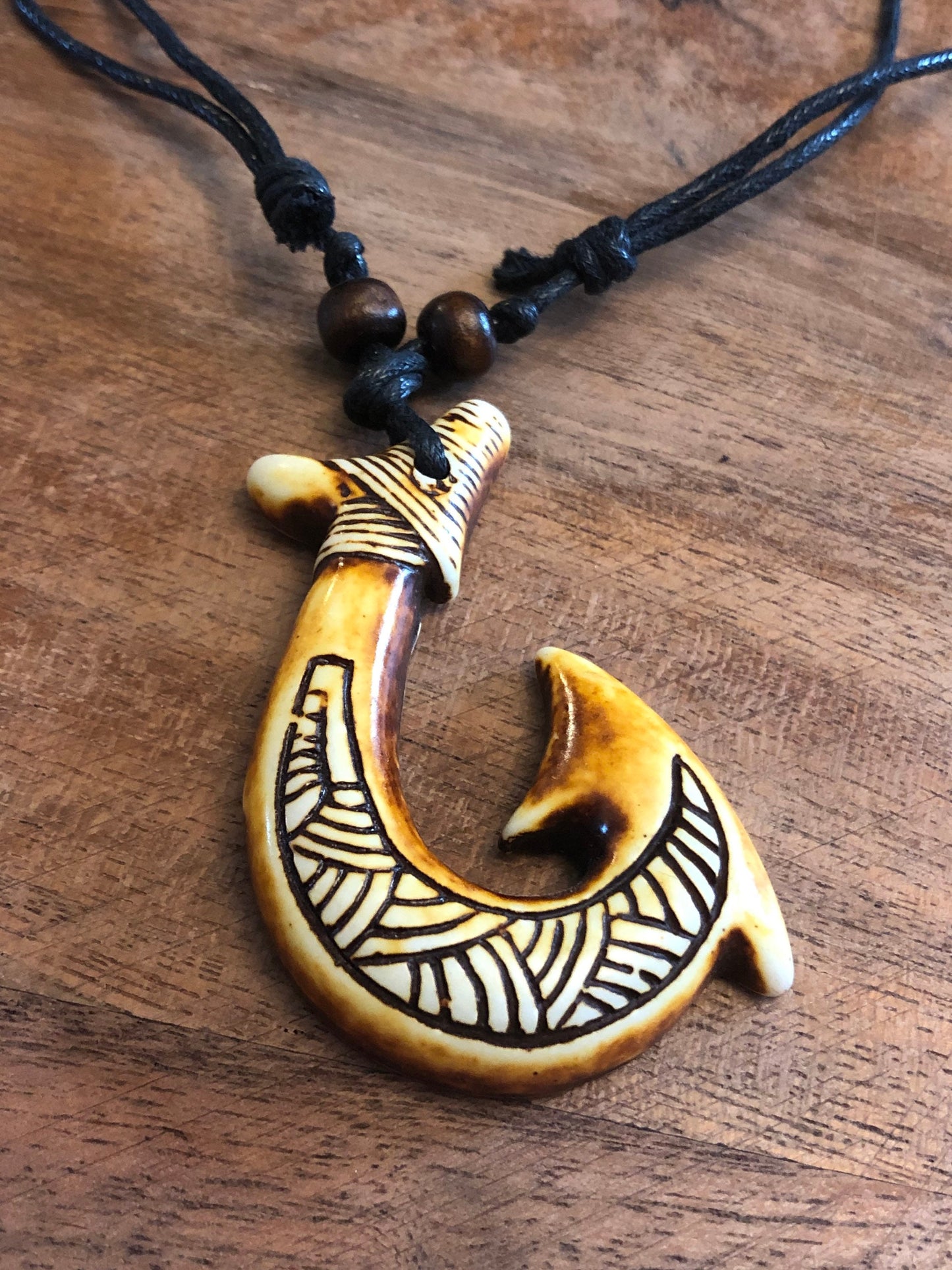 Rustic Polynesian Handcrafted Hei Makau Adjustable Necklace