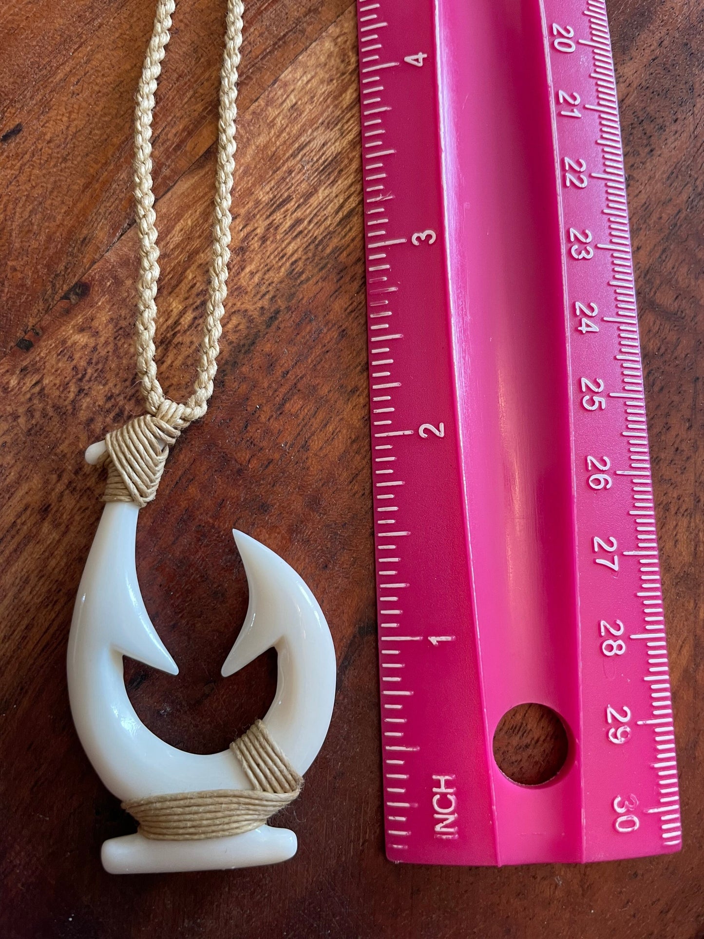 Masculine Surfer Cord Wrapped Makau or Fish Hook Adjustable Warrior Necklace