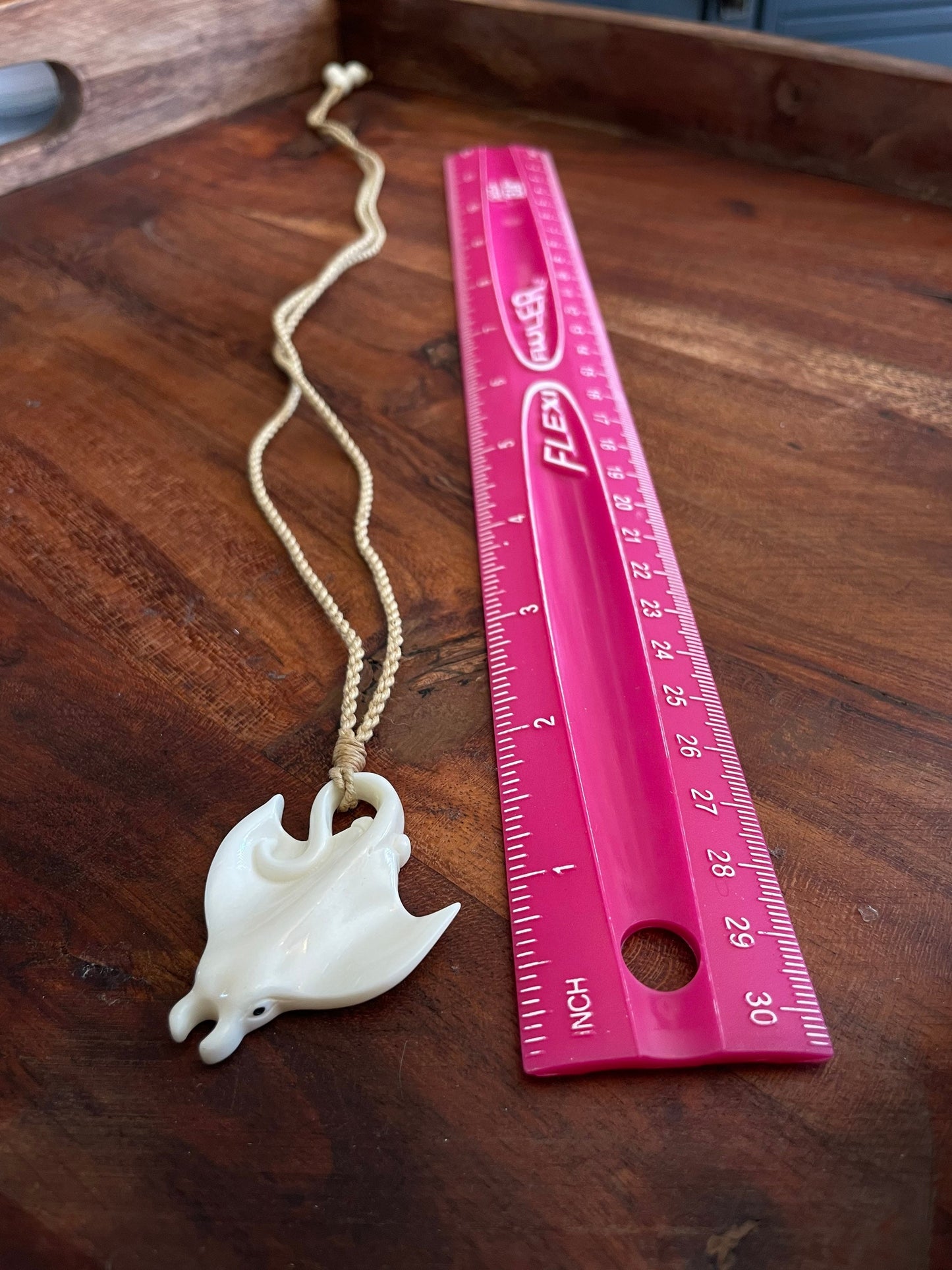 Hand Carved Buffalo Bone Manta Ray Necklace – Polynesian Freedom Symbol