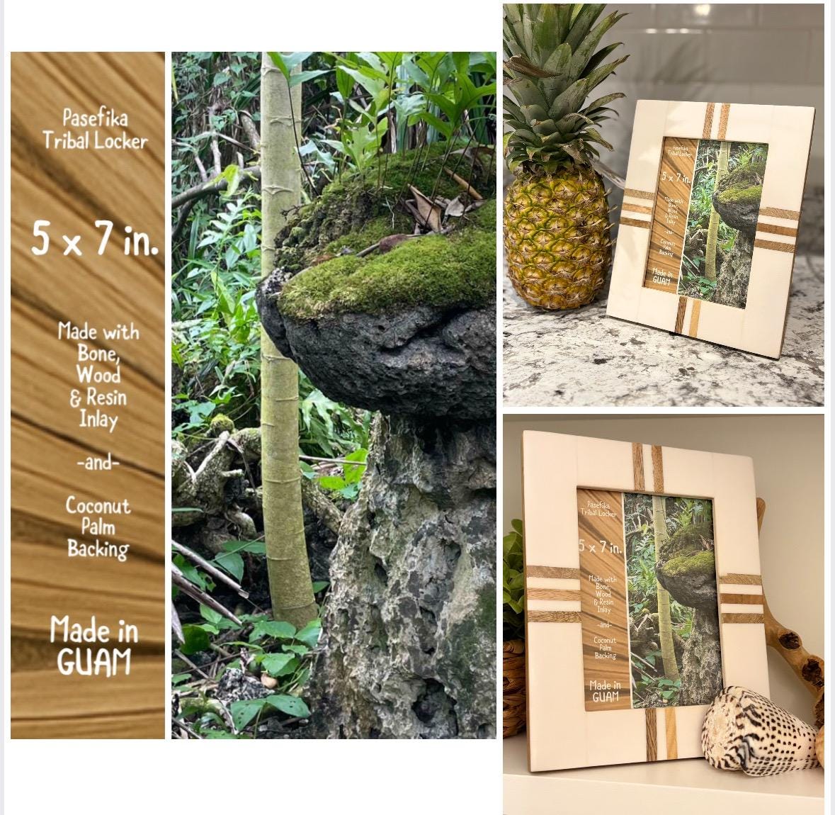 Polynesian Bone & Wood Inlay Picture Frame (5x7)