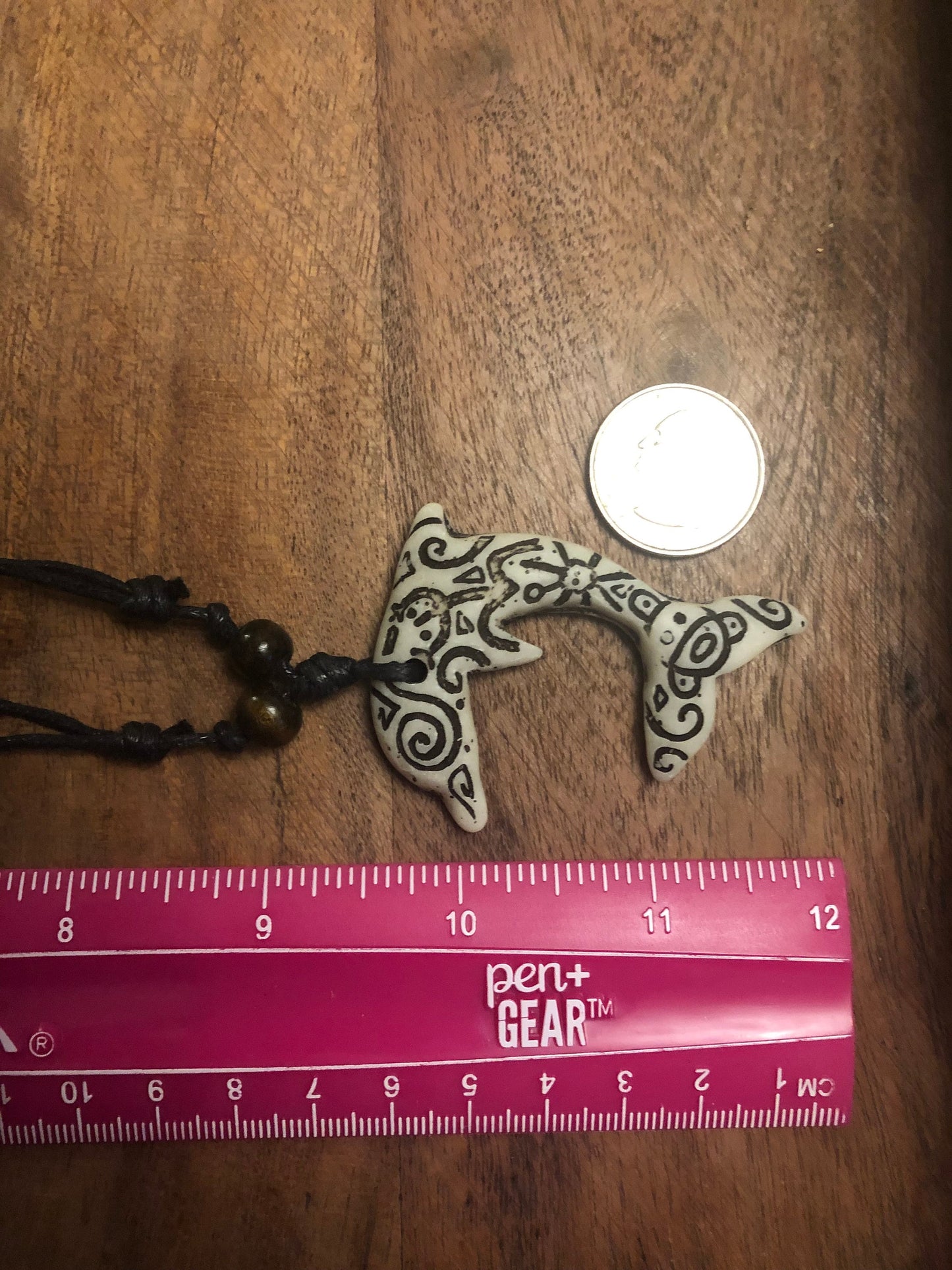 Etched Traditional Polynesian Handcrafted Dolphin Adjustable Necklace