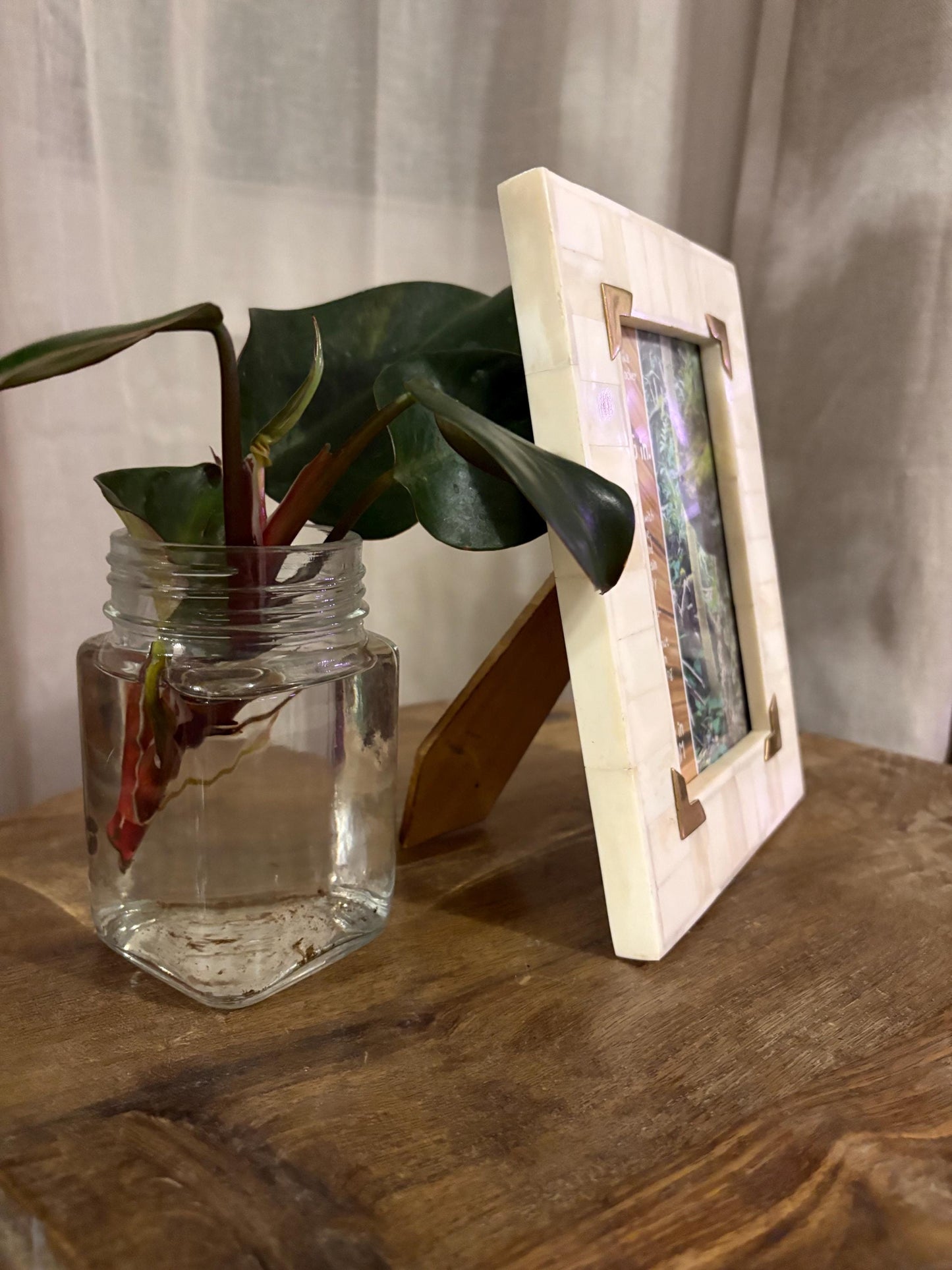 Polynesian Bone and Wood Inlay Picture Frame: 4x6 Pasefika Tribal Decor