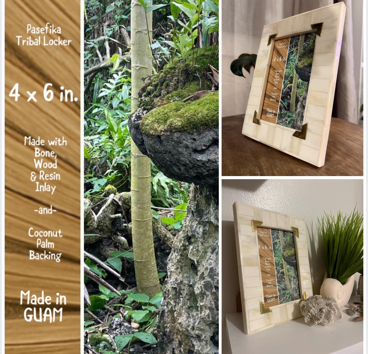 Polynesian Bone and Wood Inlay Picture Frame: 4x6 Pasefika Tribal Decor