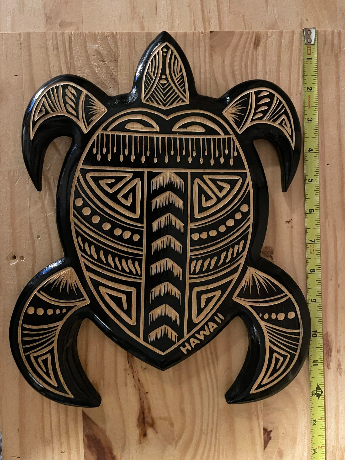 Hand Carved Wood Sea Turtle Wall Art – Polynesian Honu Decor
