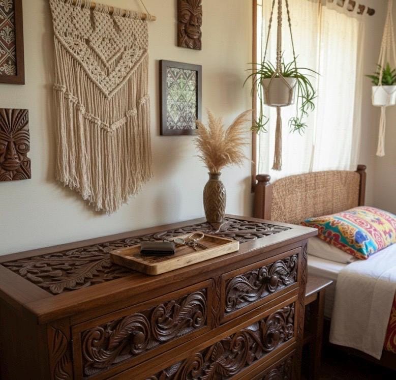 Samoan Seal Teak Tray: Samoan Engraved Wood Dish