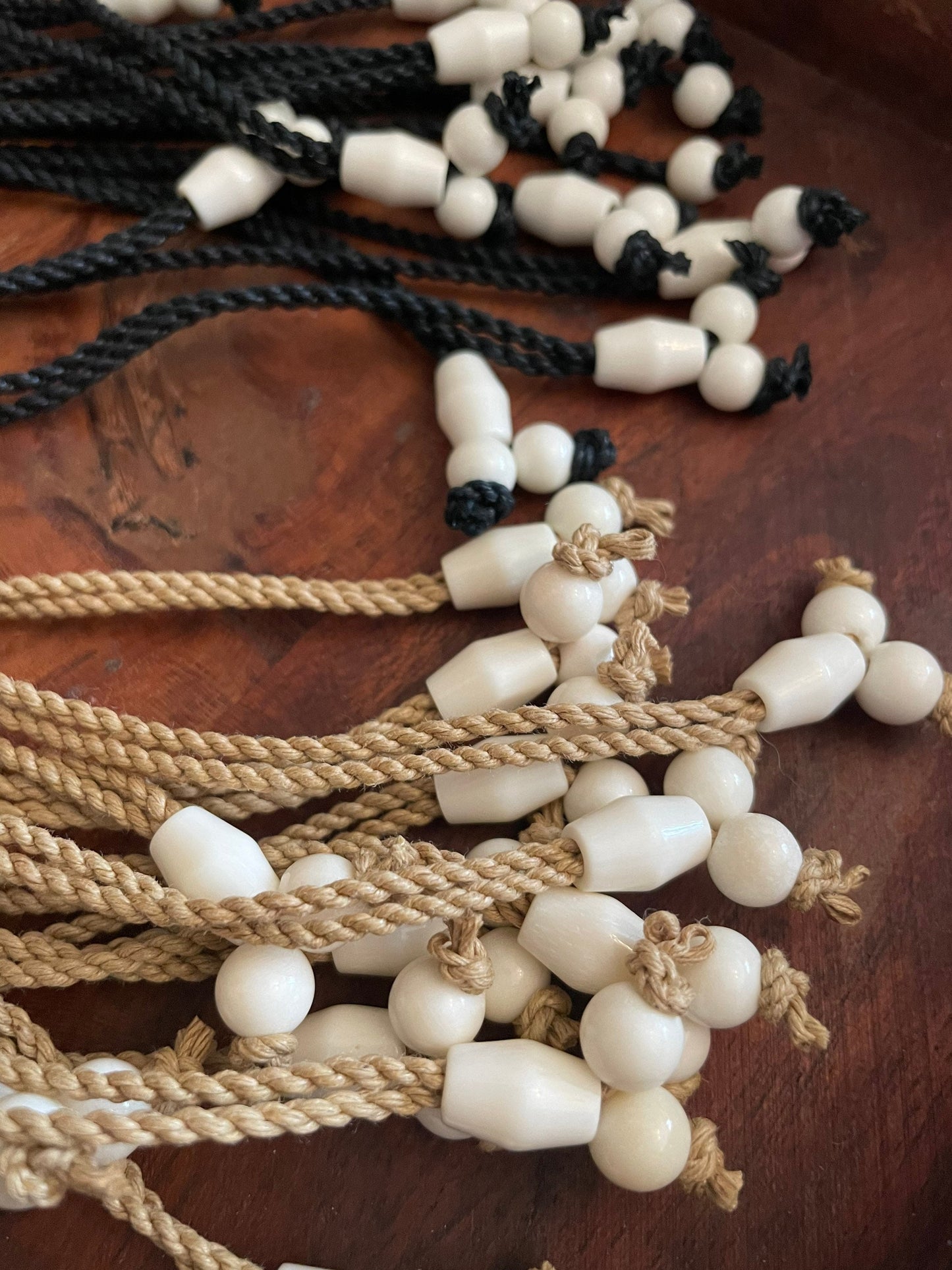 Replacement Hemp Surfer Cord with Solid Bone Beads- Adjustable Beads for Length