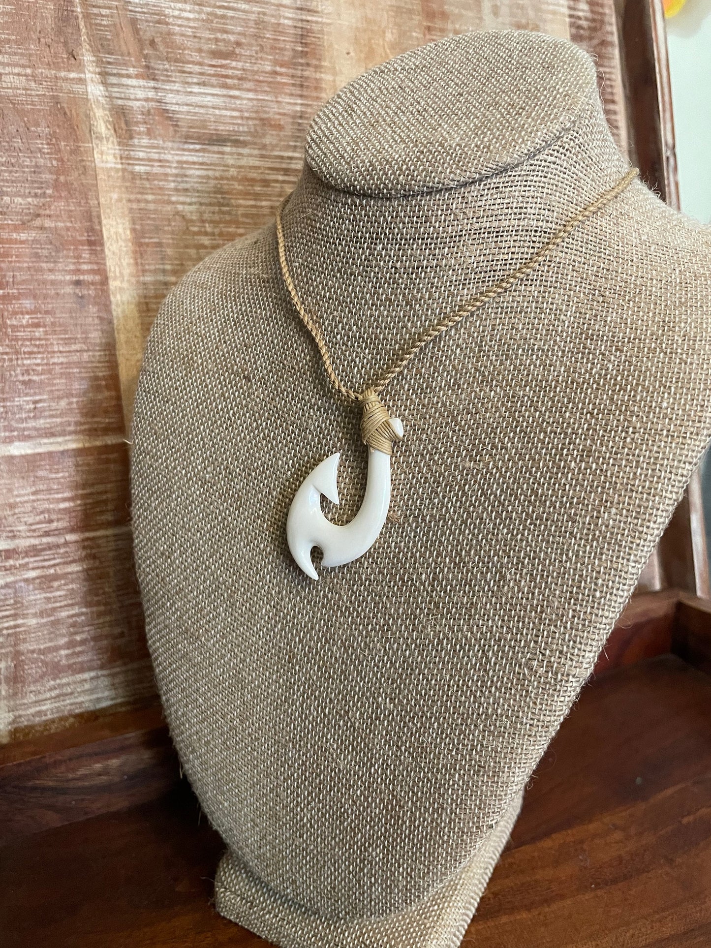 Handsome Masculine Warrior’s Makau - Pasefika Protection Symbol- Adjustable Necklace on Surfers Cord