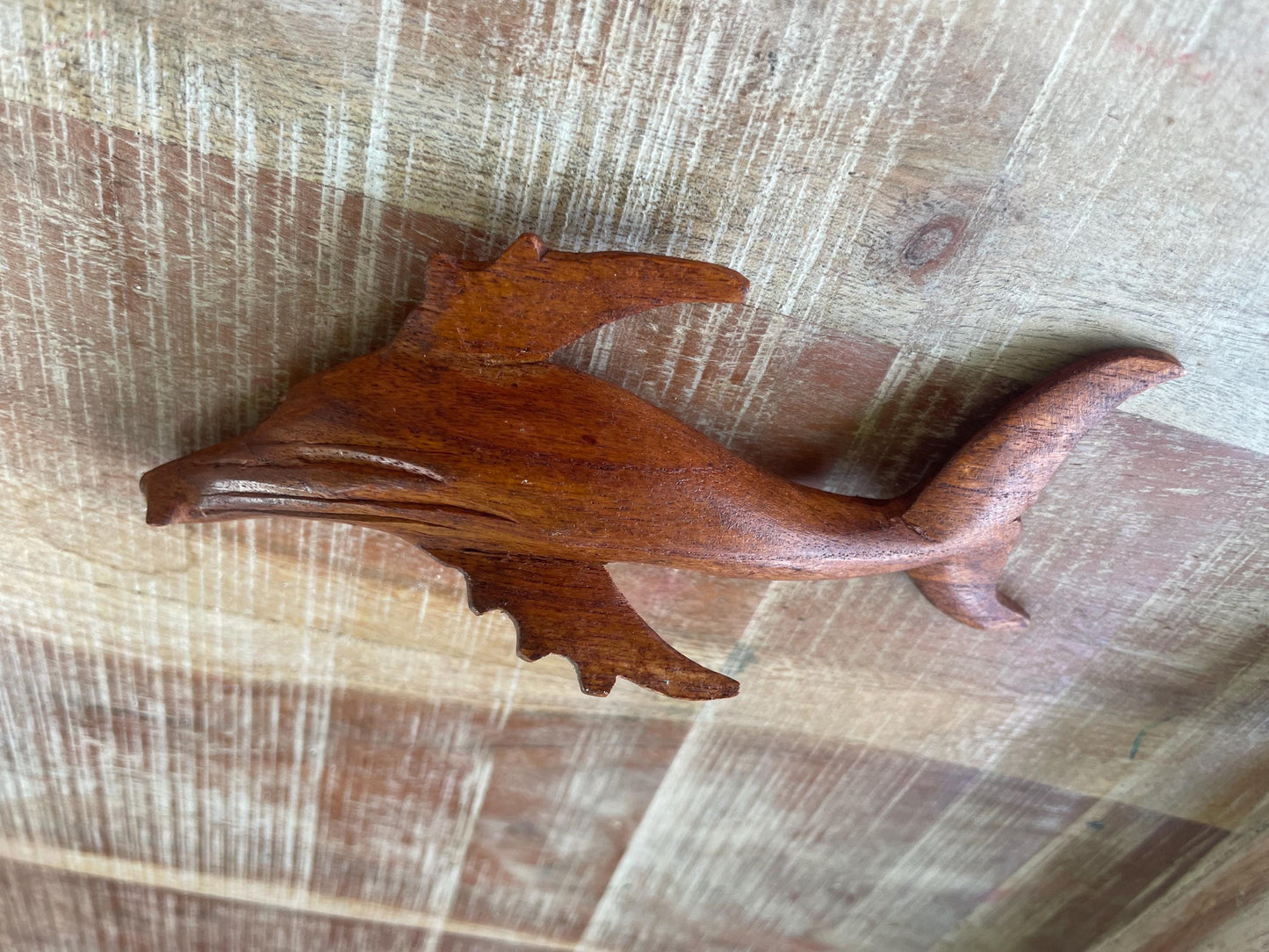 Hand Carved Hibiscus Wood Whale Figurine, Polynesian Decor